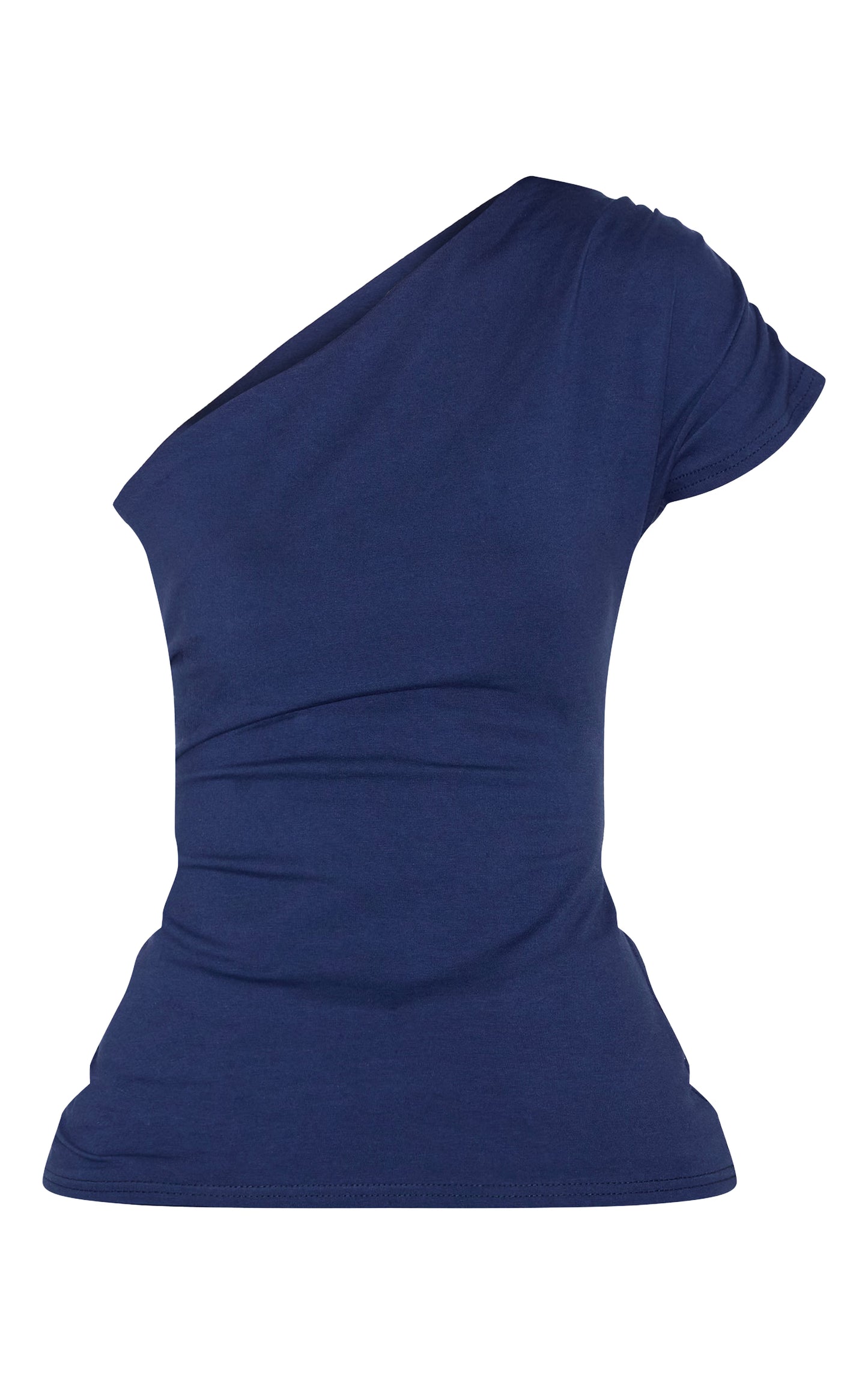 Indigo Blue One Shoulder Asymmetric Top