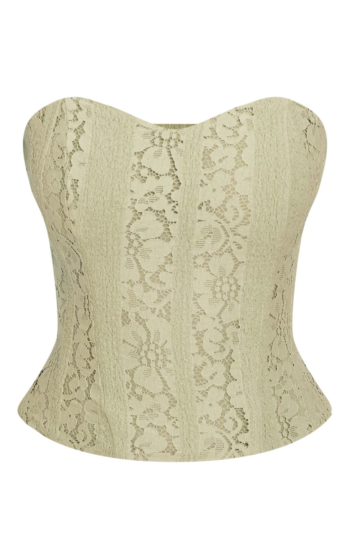 Sage Green Lace Boned Bandeau Corset Top