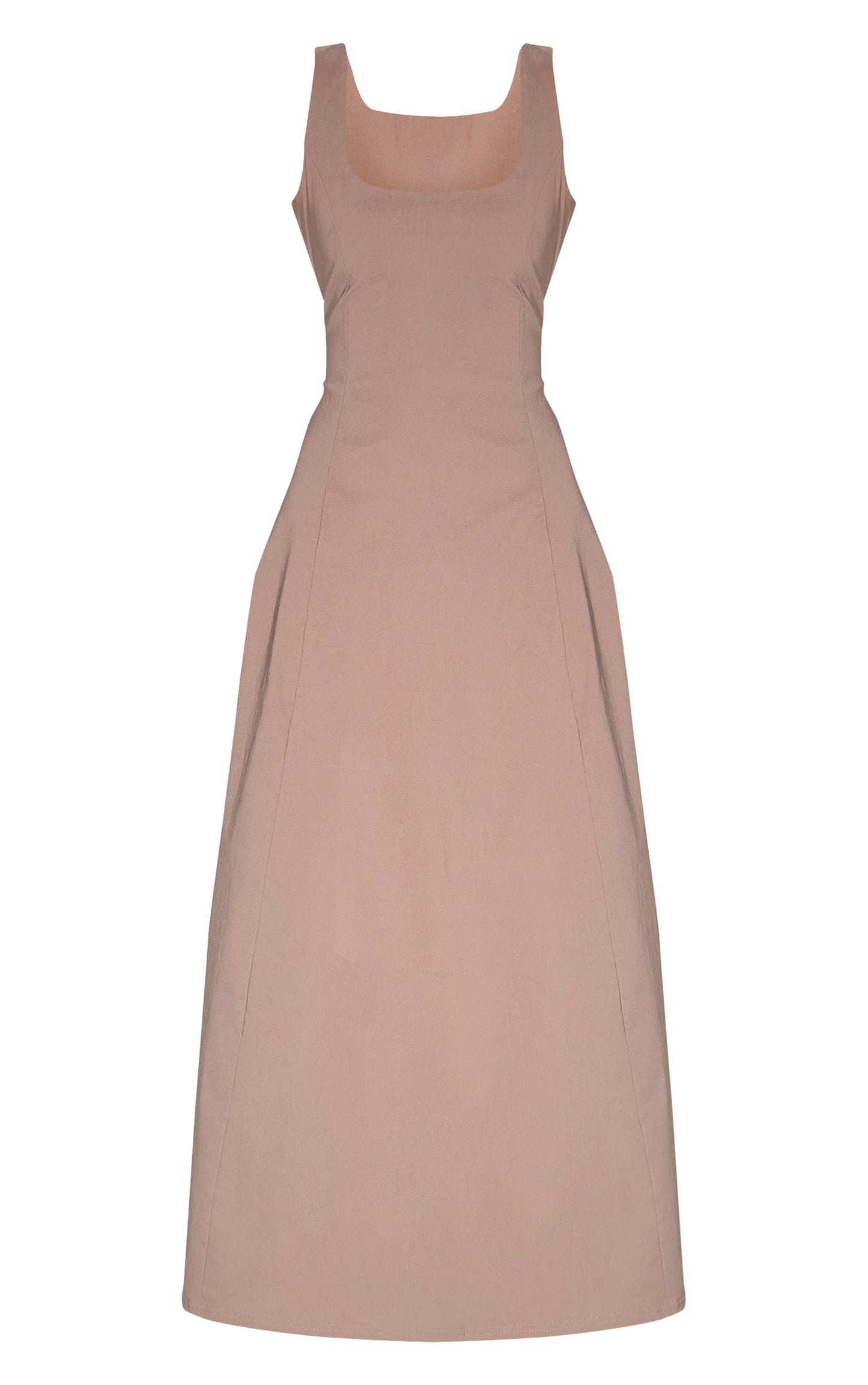 Taupe Scoop Neck Sleeveless Maxi Dress
