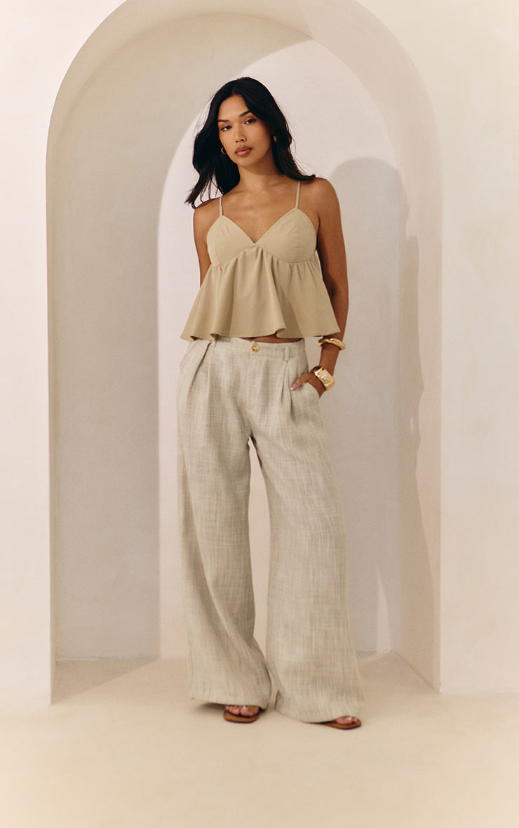 Beige Woven Floaty Cami