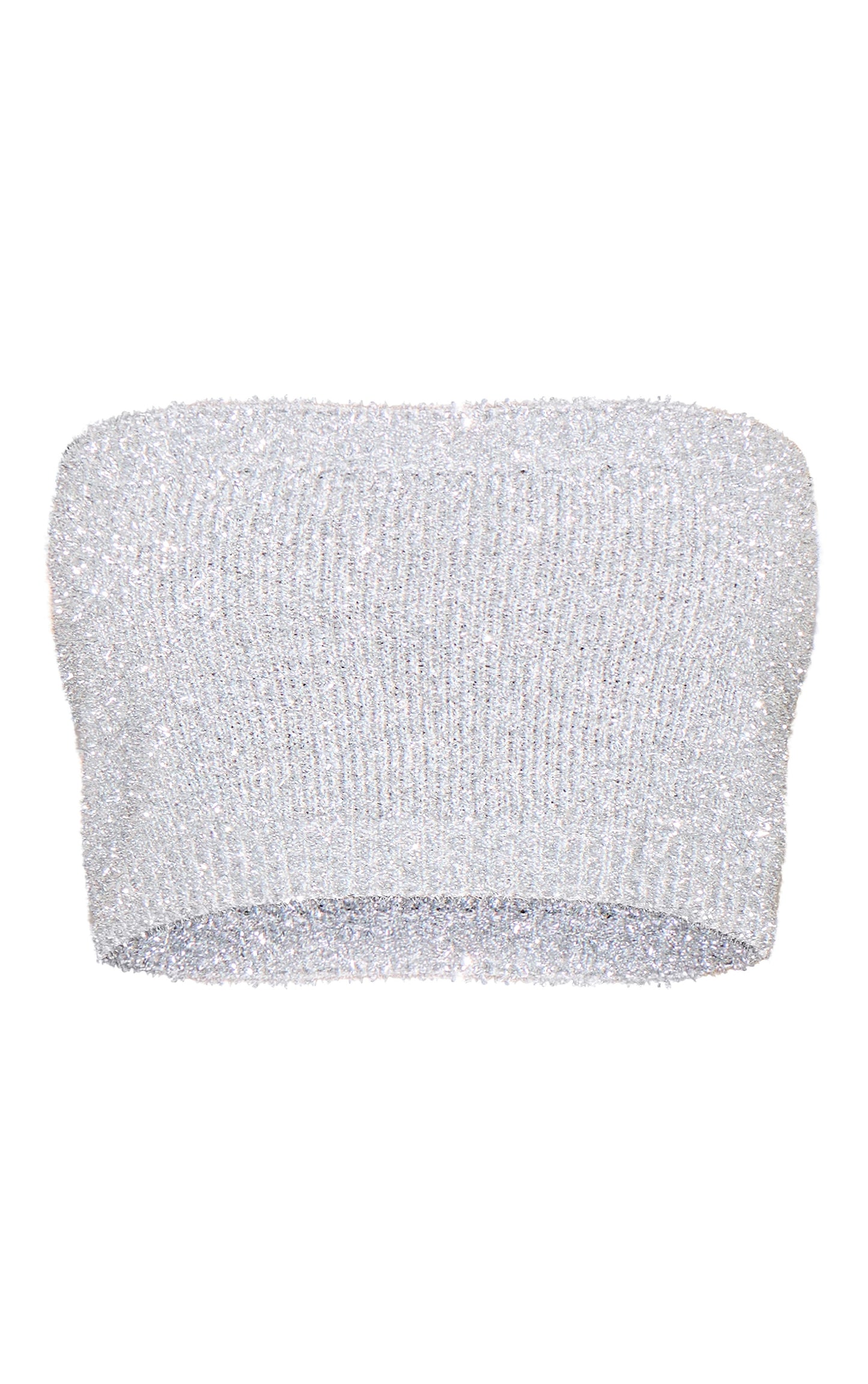 Silver Tinsel Knit Bandeau Top