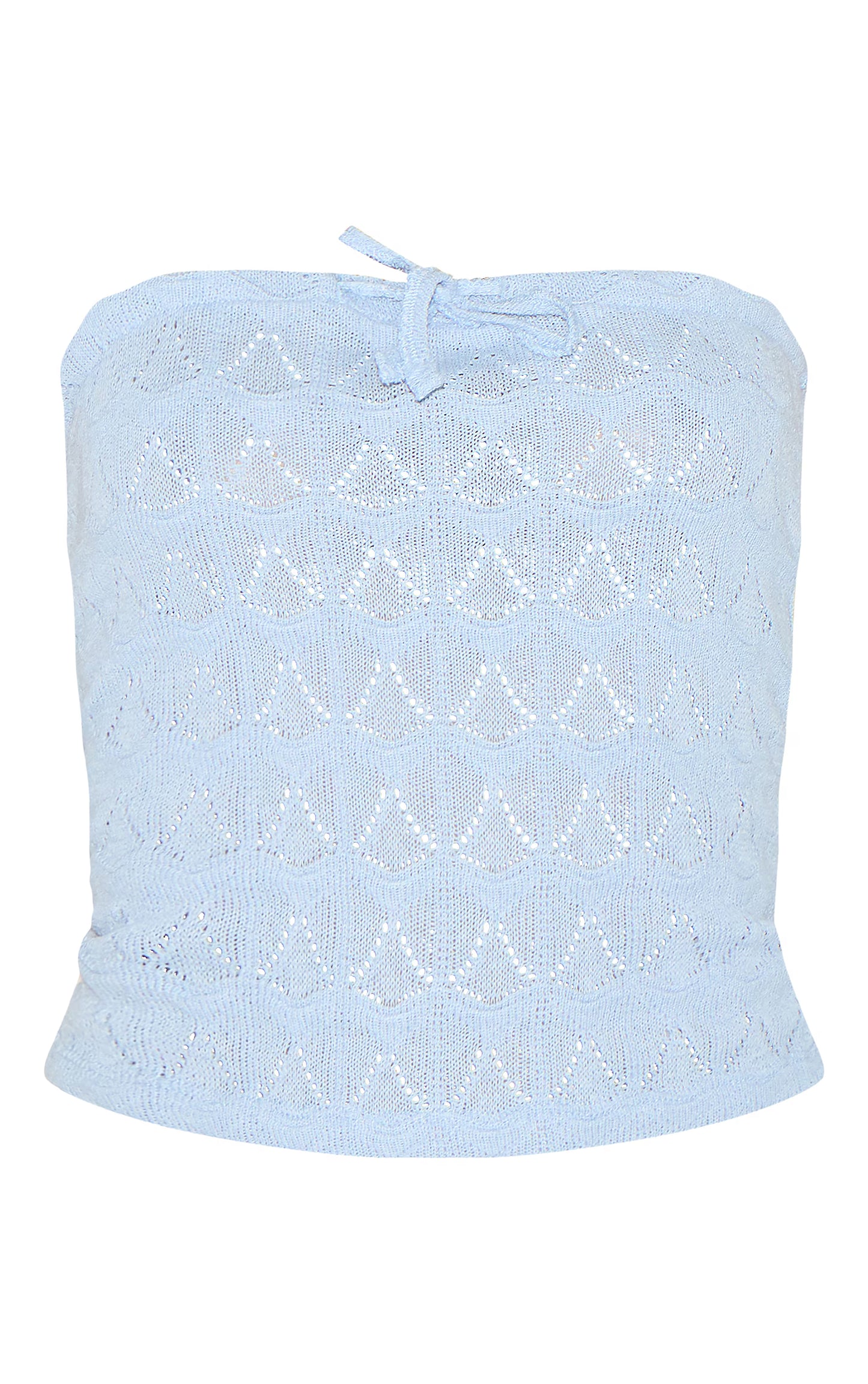 Baby Blue Crochet Bow Detail Bandeau Top