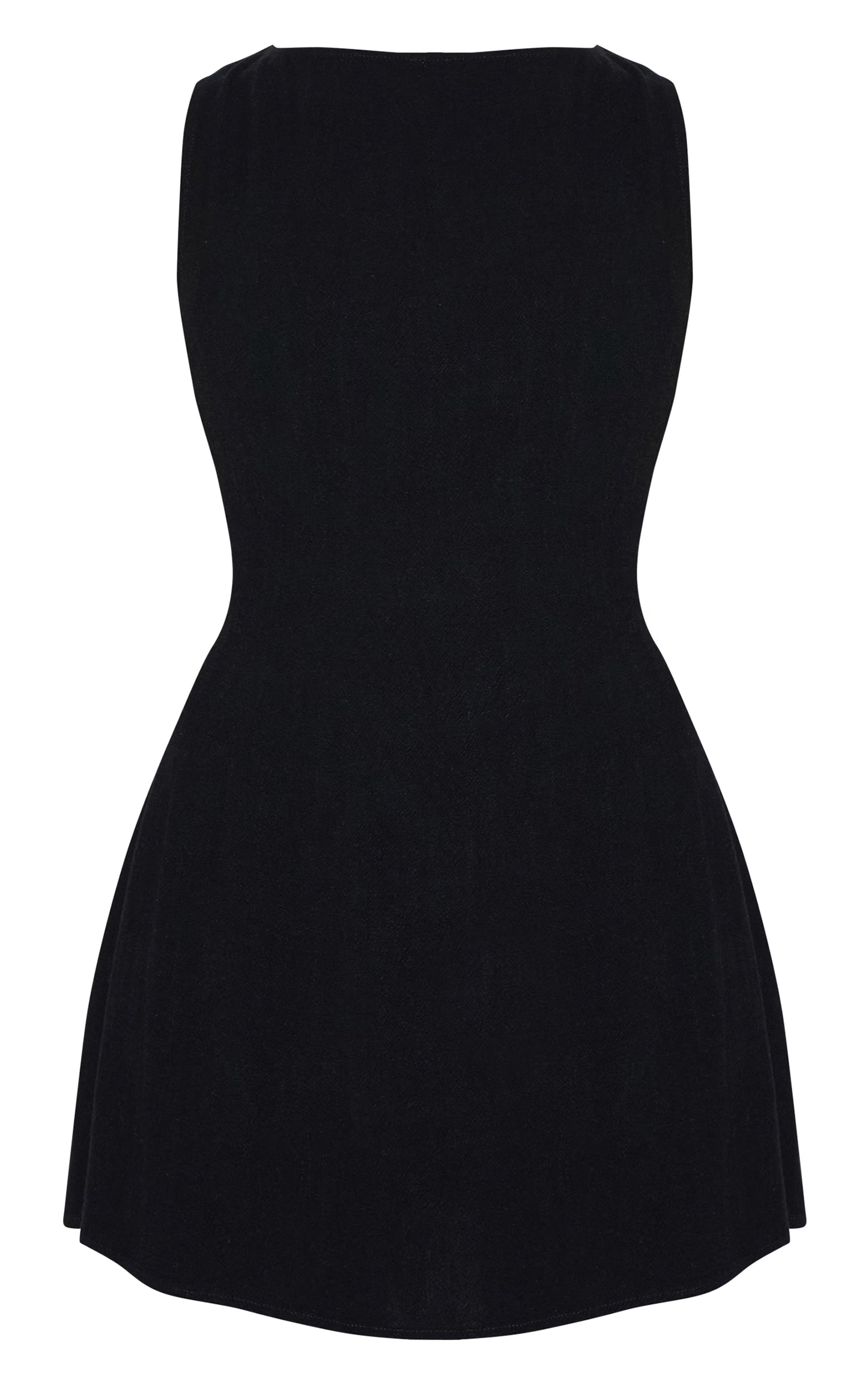 Petite Black Linen Look Backless Shift Dress