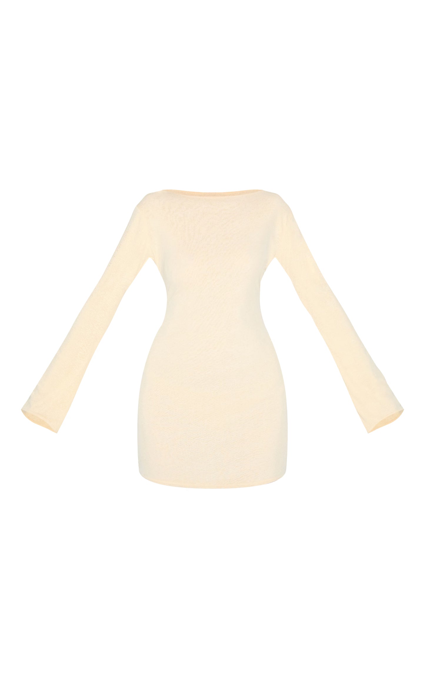 Almond Onion Skin Boat Neck Flute Sleeve Mini Dress