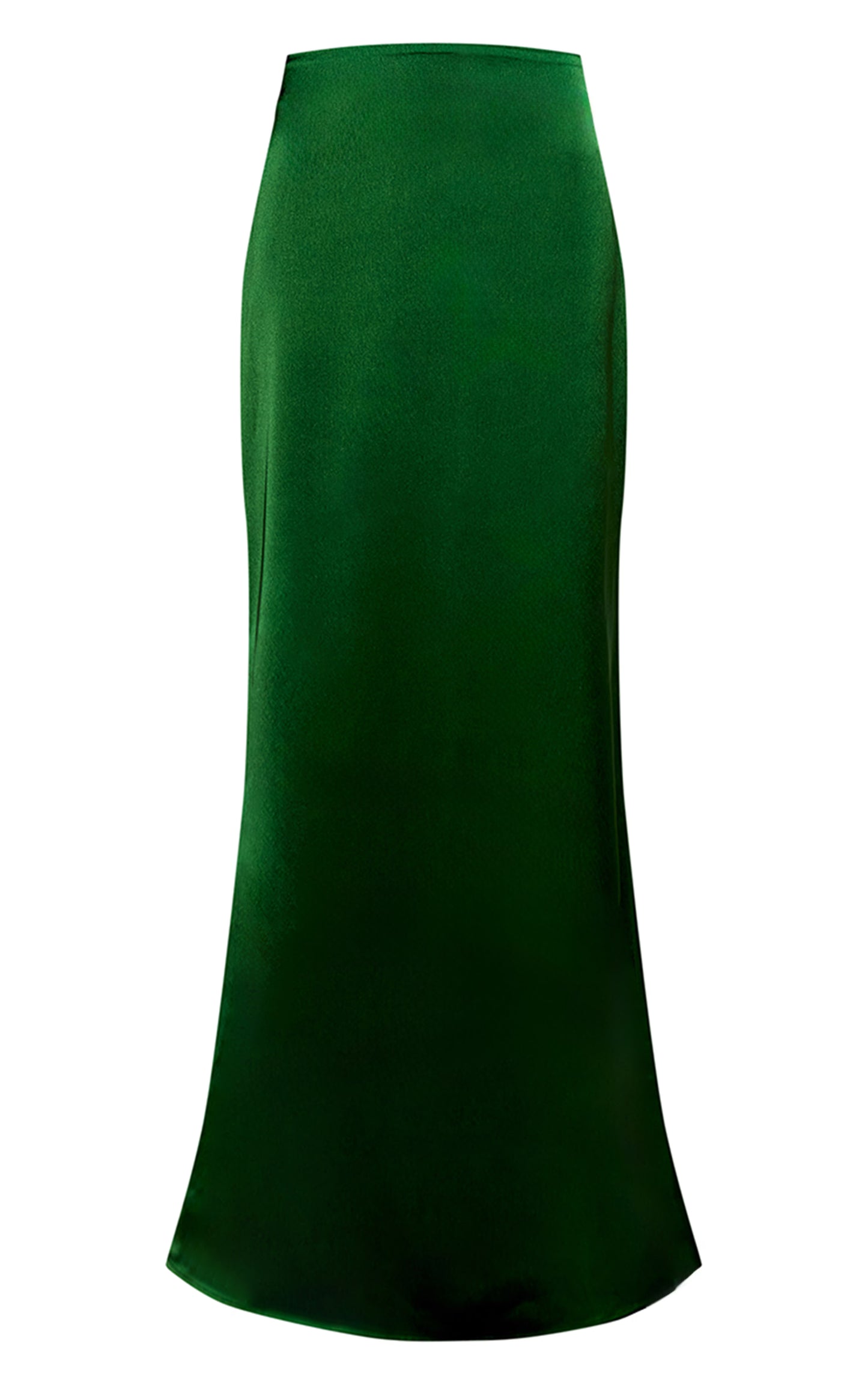 Green Satin Fishtail Midaxi Skirt