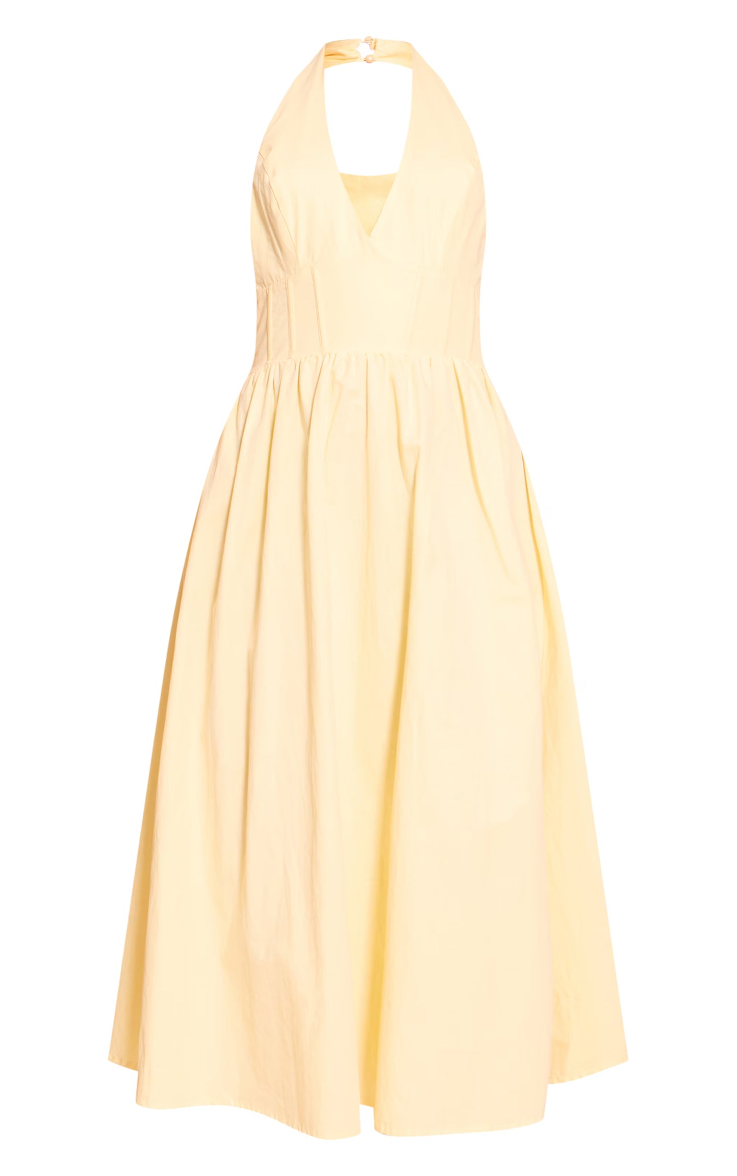 Lemon Woven Halterneck Sleeveless Midaxi Dress