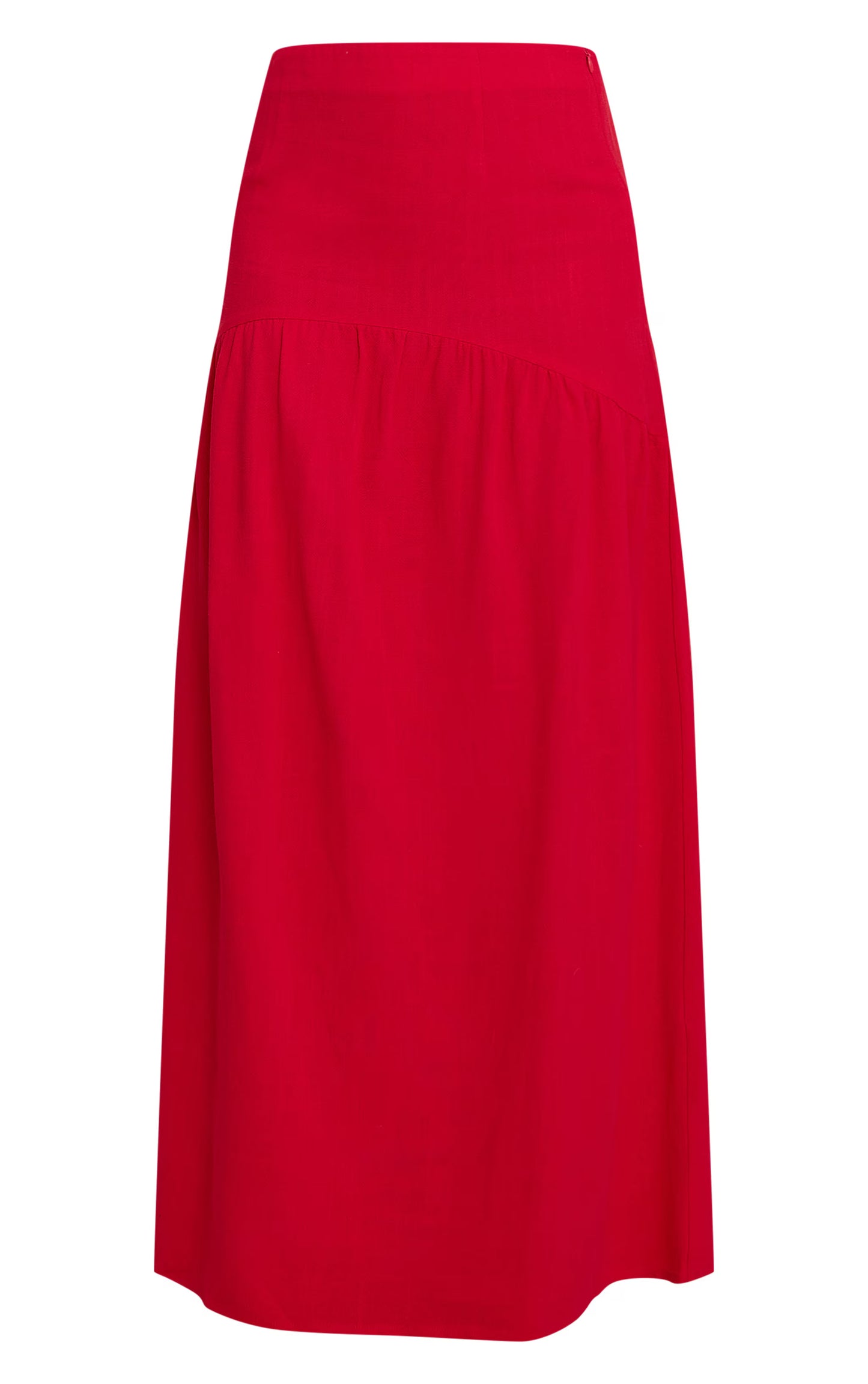Tomato Red Seam Detail Floaty Linen Maxi Skirt