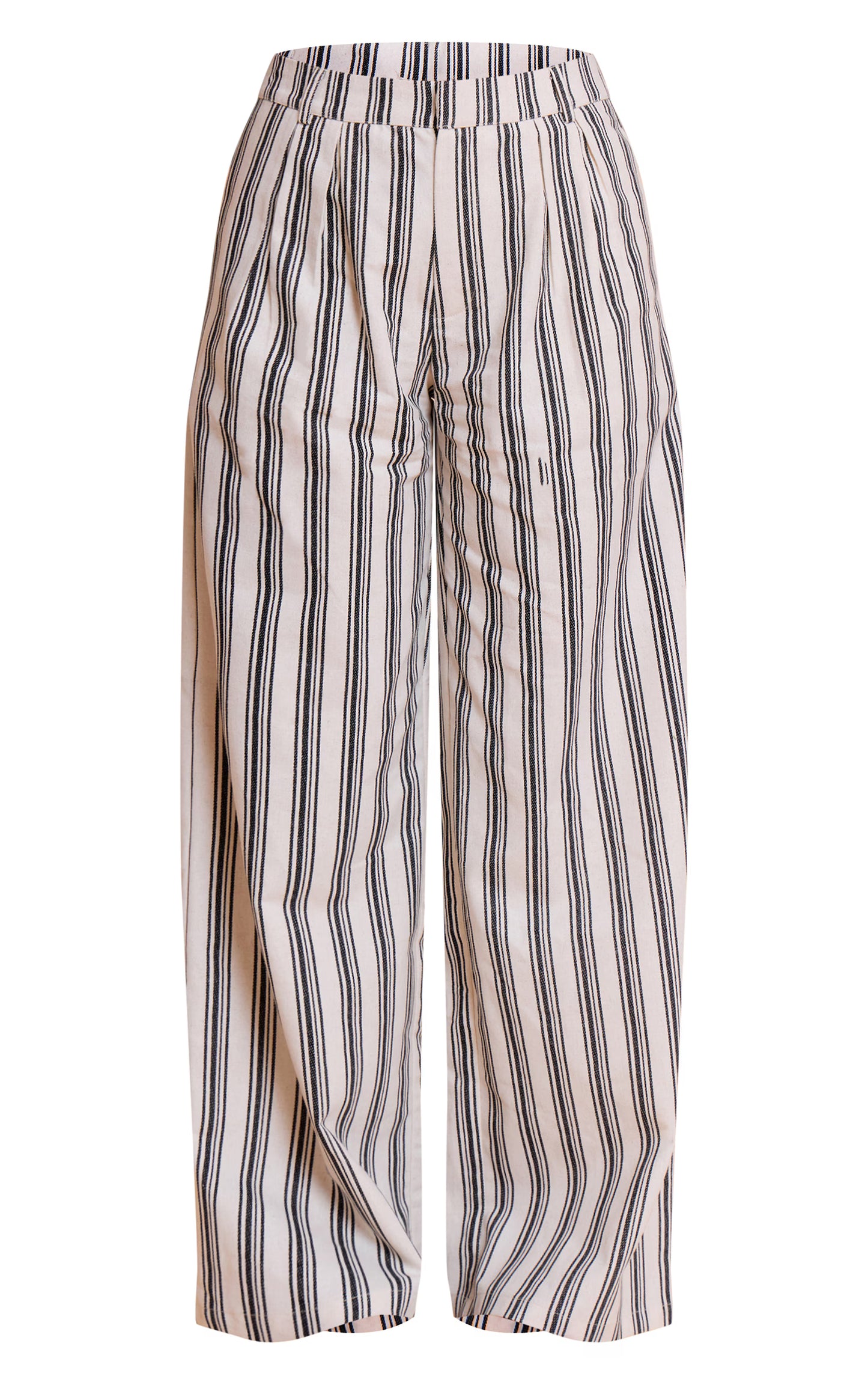 Natural Textured Stripe Tailored Wide Leg Pants