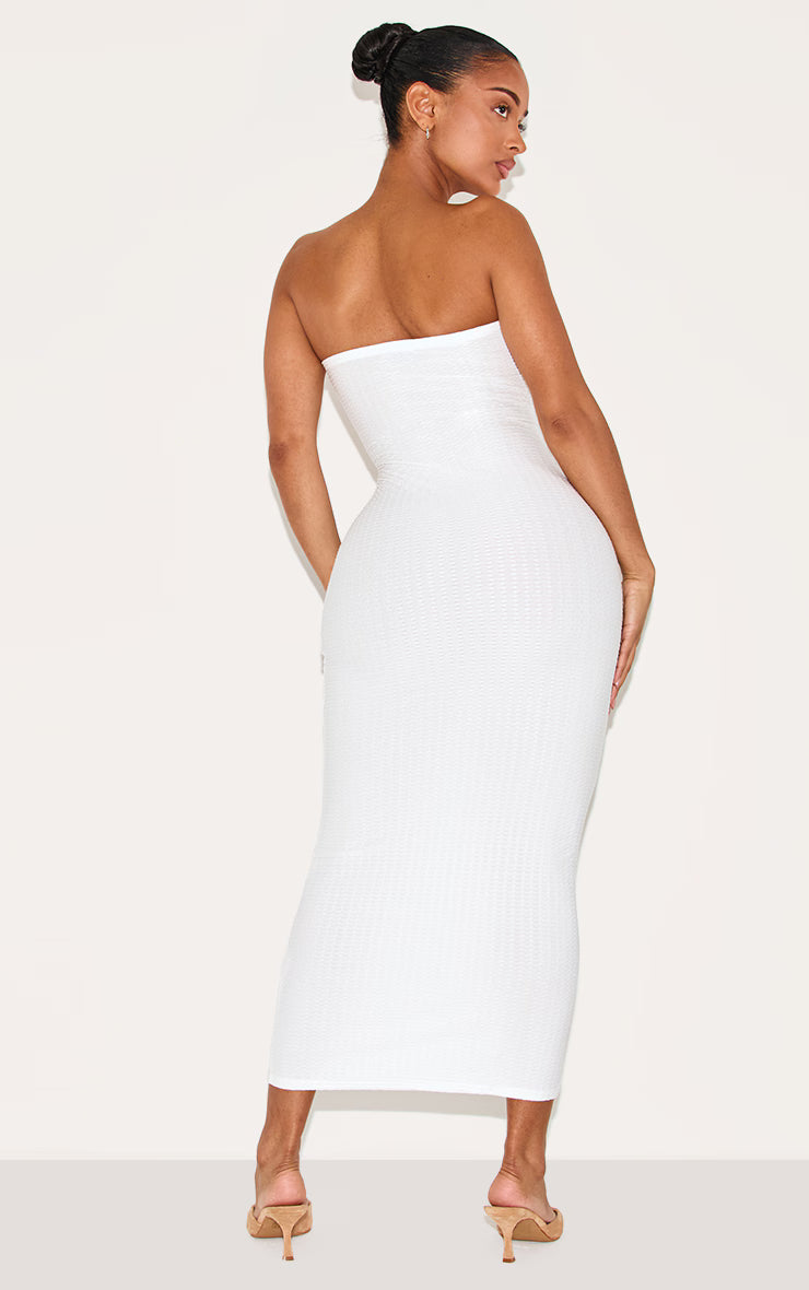 Shape White Textured Bandeau Midaxi Dress