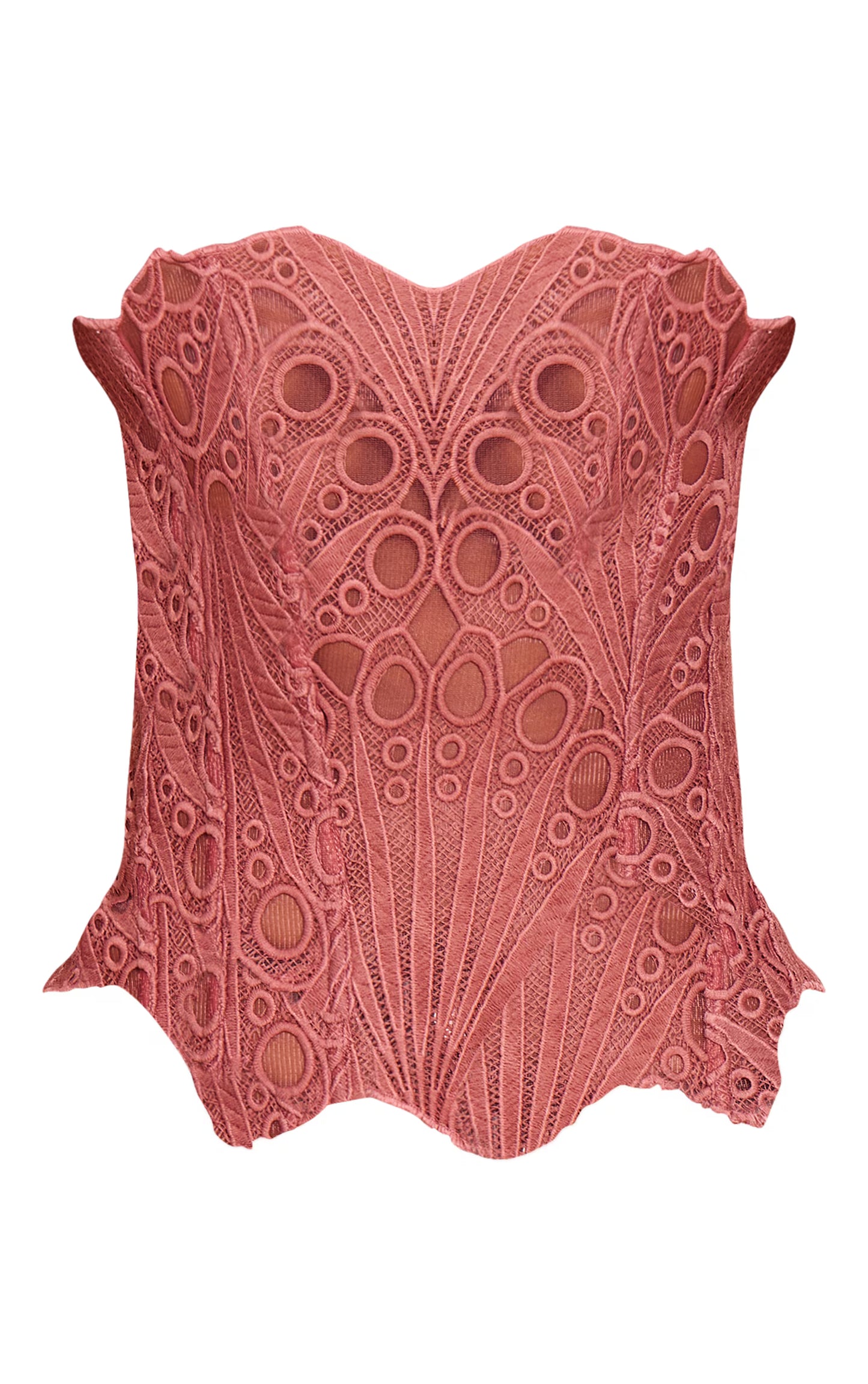Rose Textured Sheer Floral Lace Corset