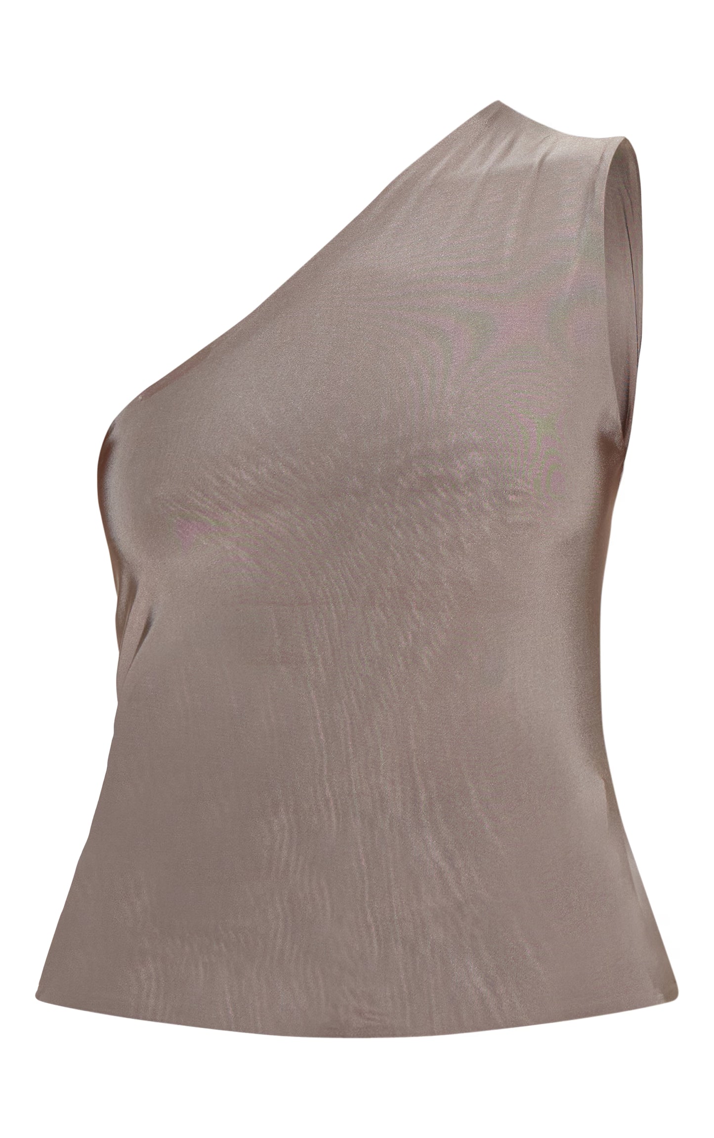 Mushroom Double Layer Slinky Back Detail One Shoulder Top