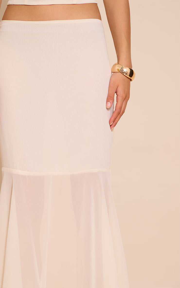 Almond Chiffon Fishtail Maxi Skirt