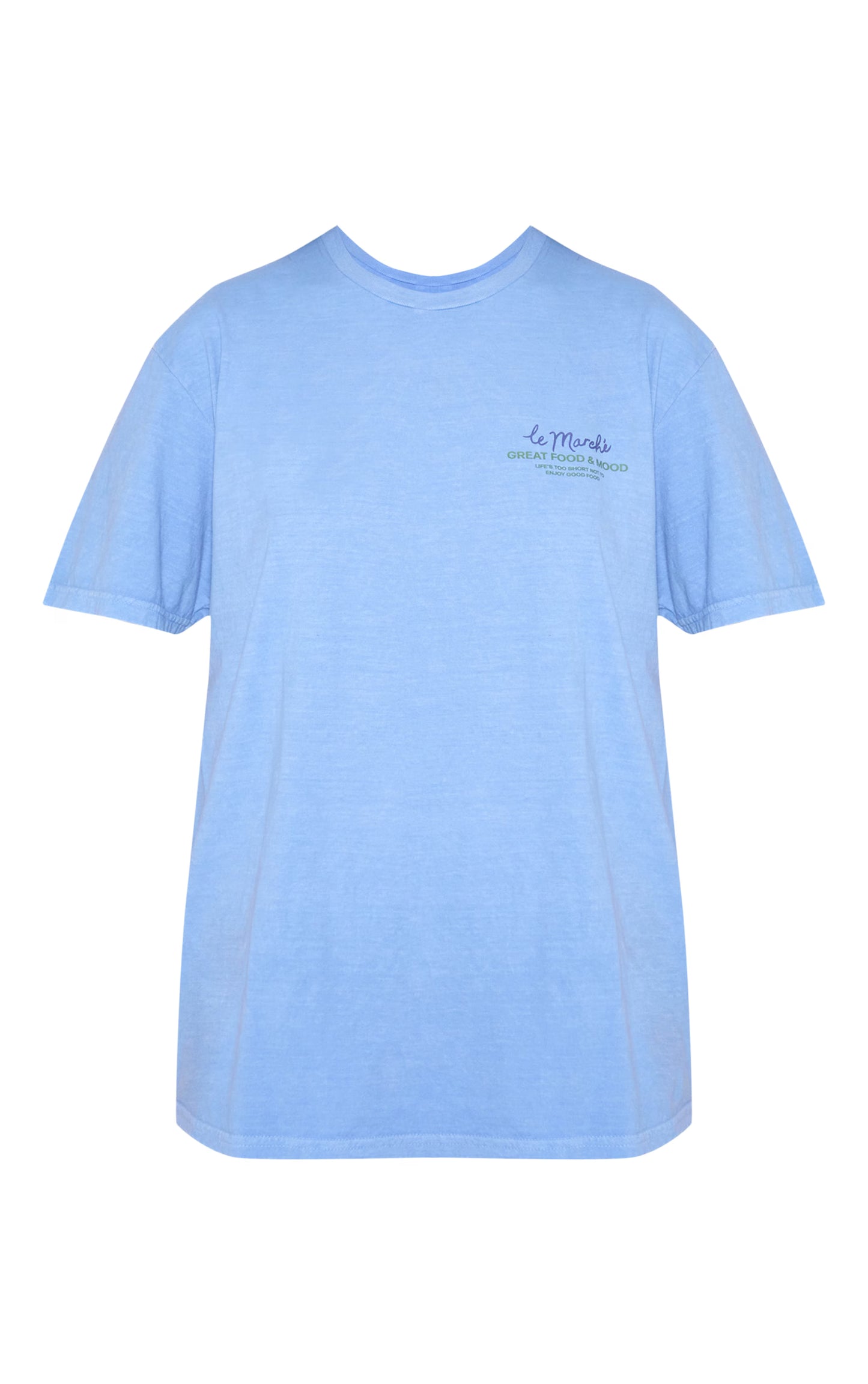 Sky Blue Food Market Graphic Oversized T-shirt