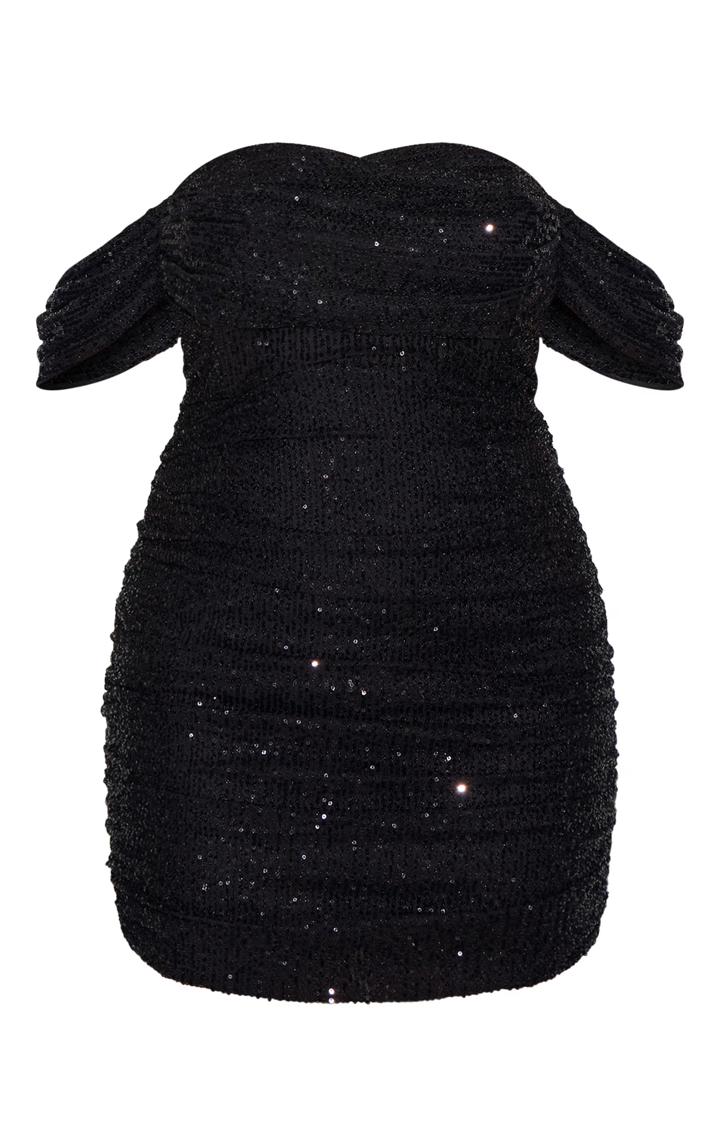 Plus Black Sequin Bardot Bodycon Dress