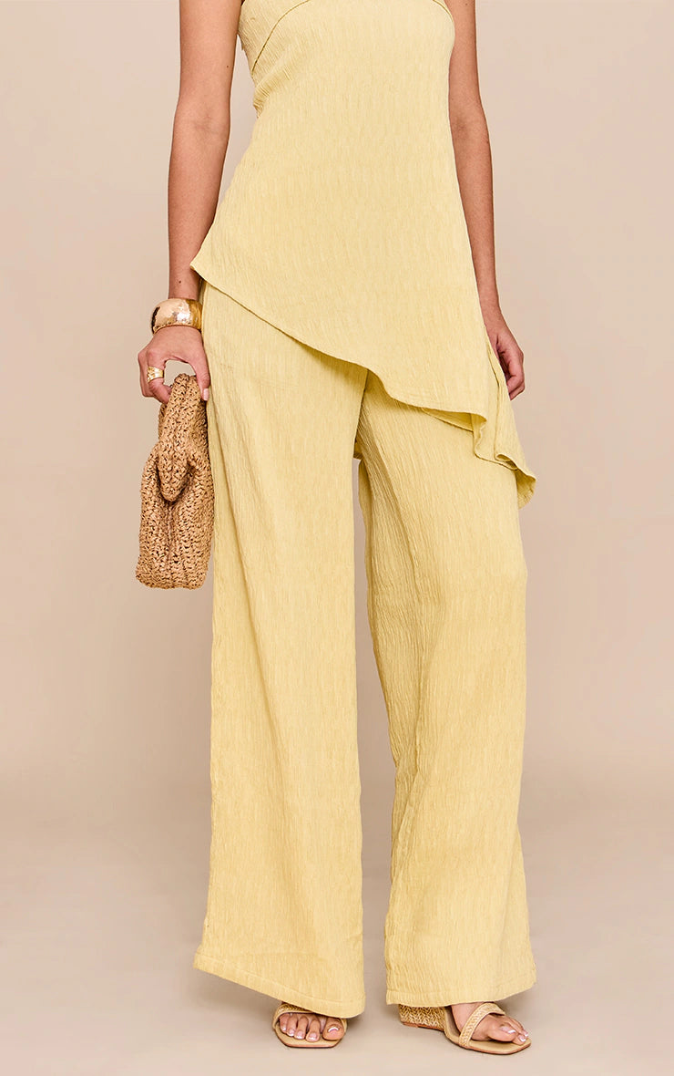 Lemon Textured Wide Leg Pant