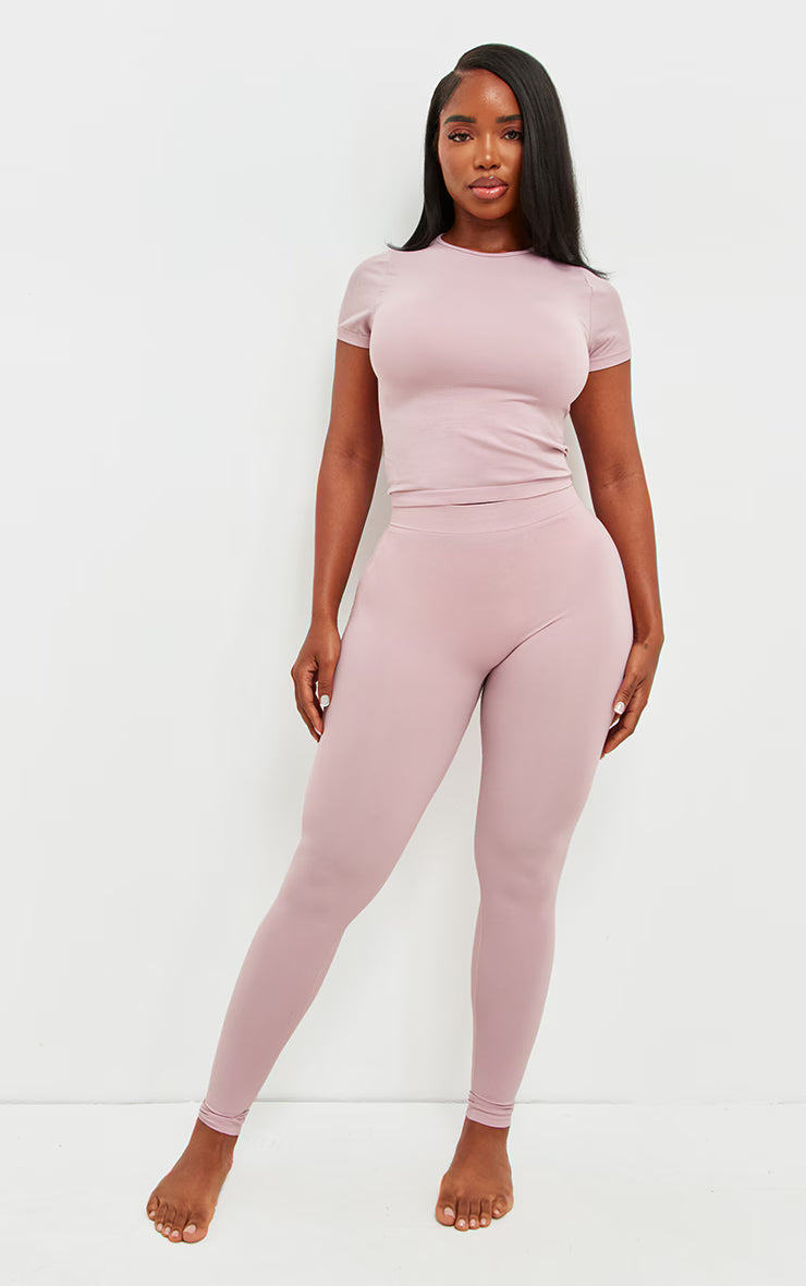 Shape Mauve Stretch Seamless Short Sleeve Longline Top