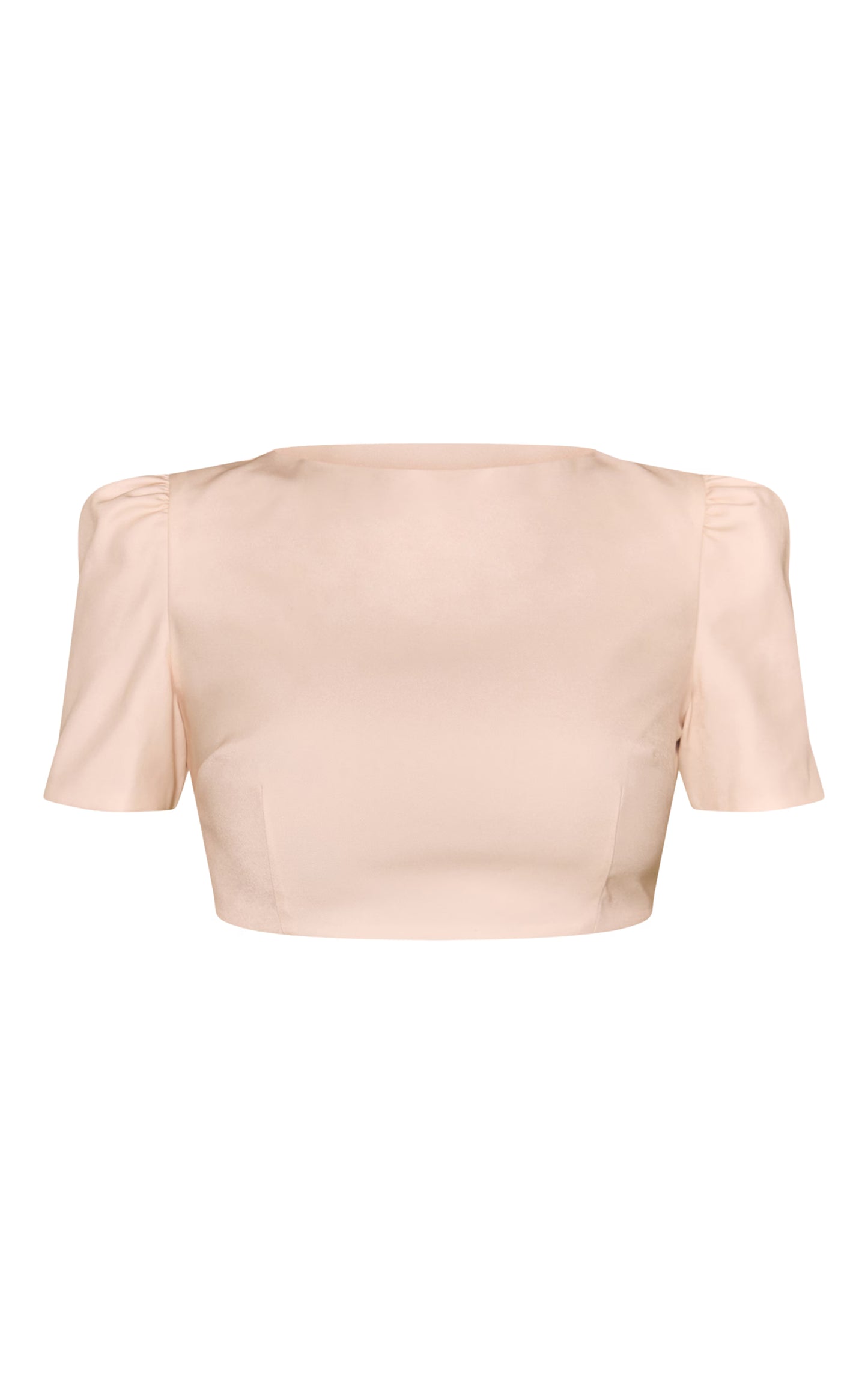 Ecru Look Puff Sleeve Crop Top