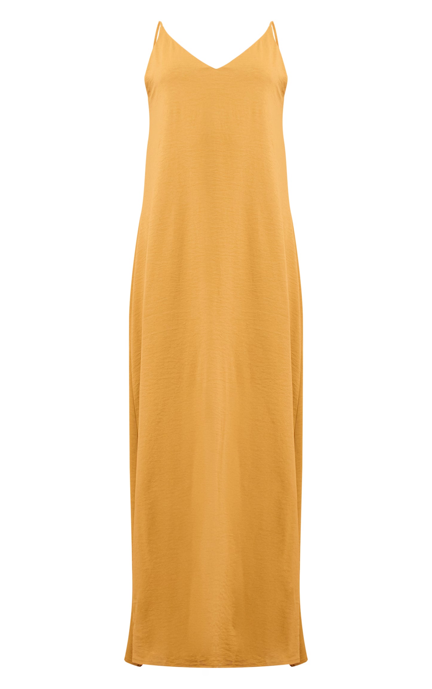 Deep Mustard Floaty Woven Low Back Maxi Dress