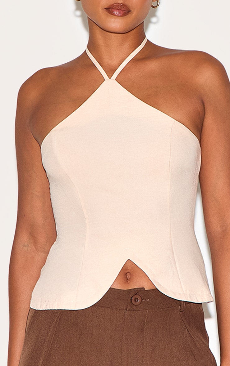 Almond Halterneck Long Top