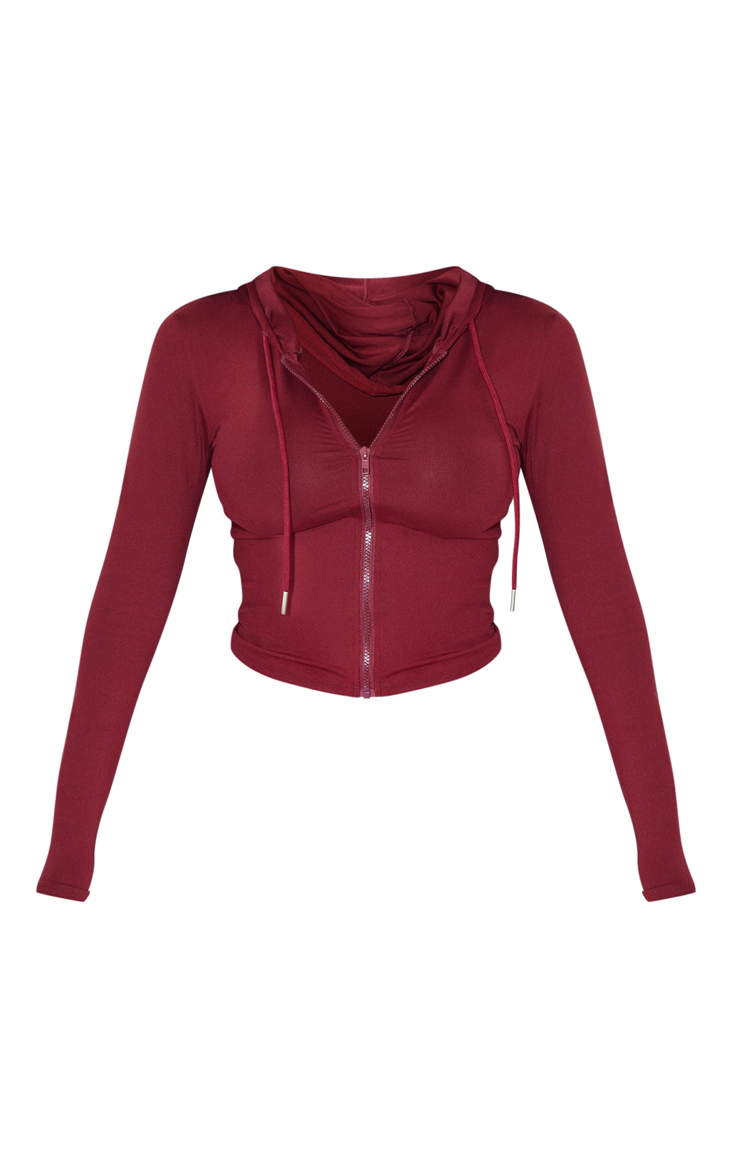 Shape Burgundy Sculpted Zip Through Hoodie