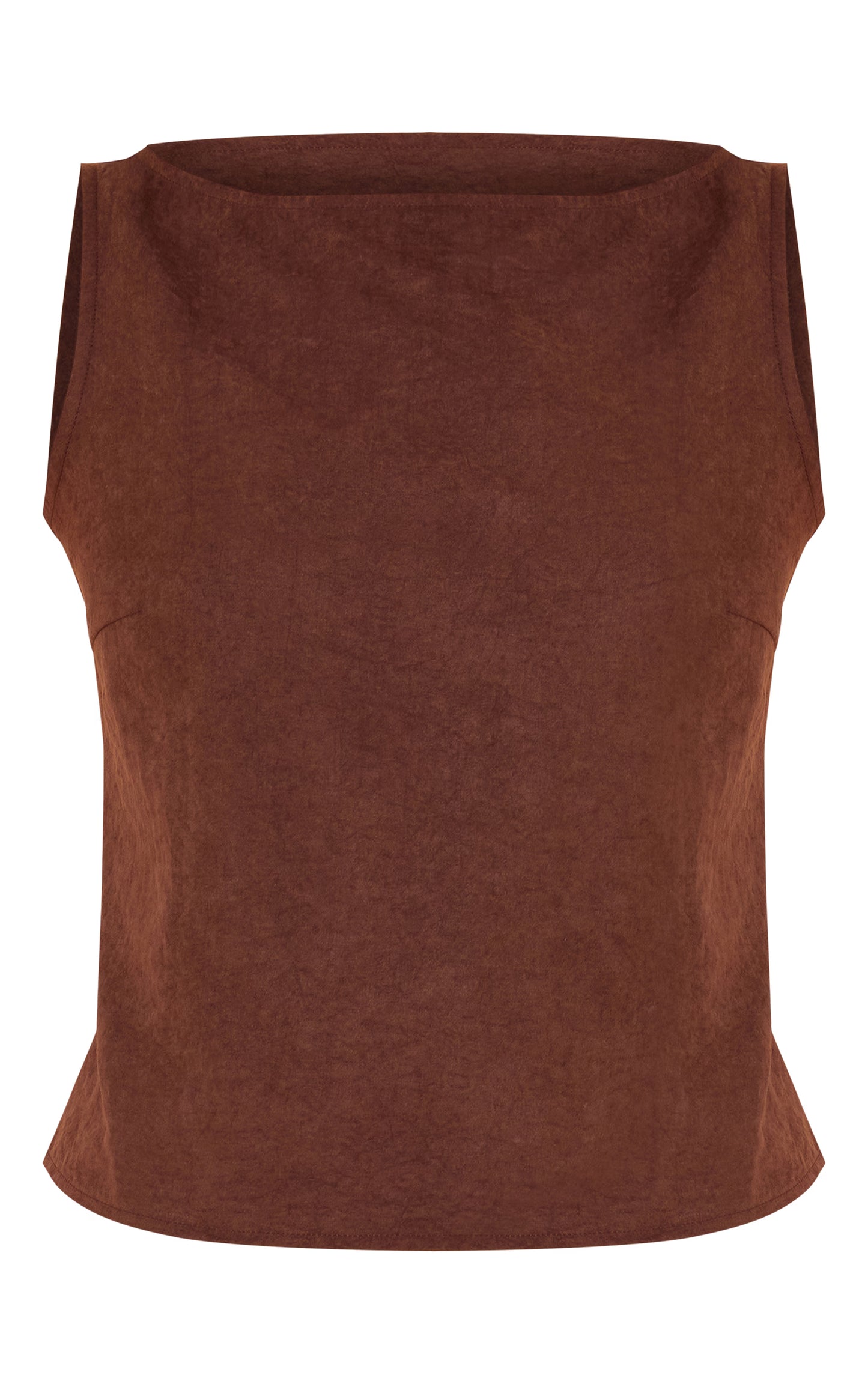 Chocolate Faux Suede Boatneck Top