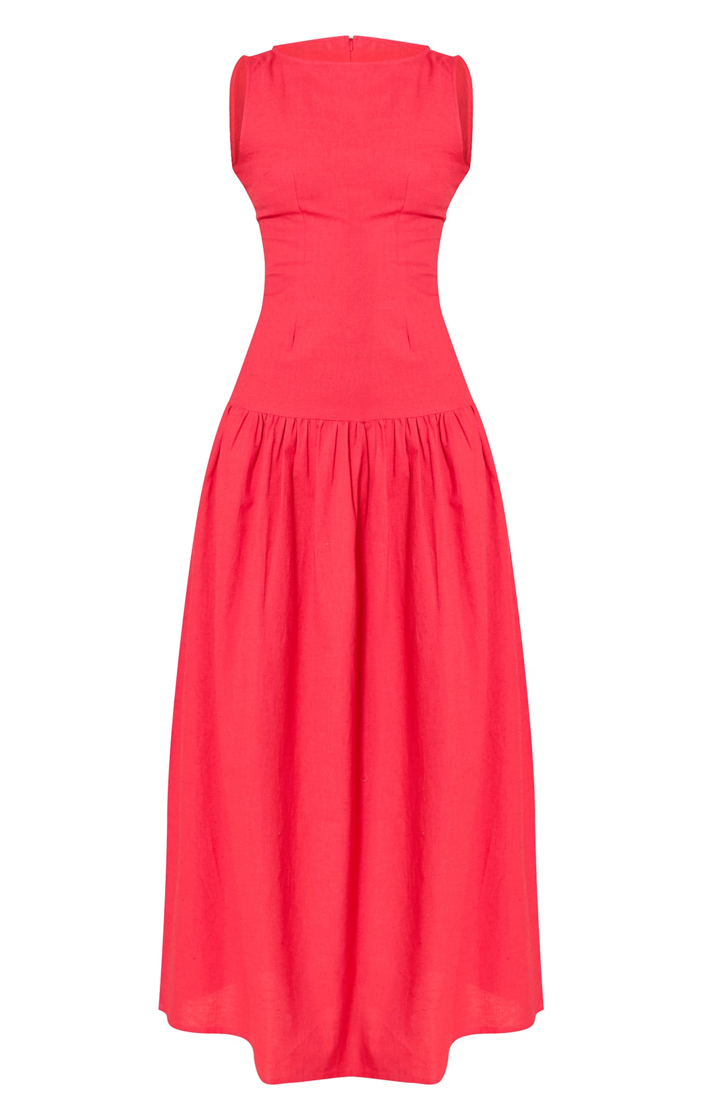 Red Drop Waist Maxi Dress