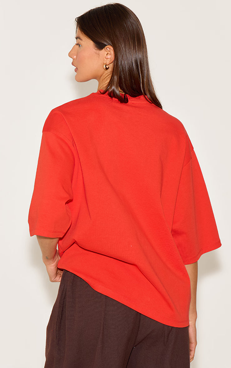 Red Oversized Boxy T Shirt