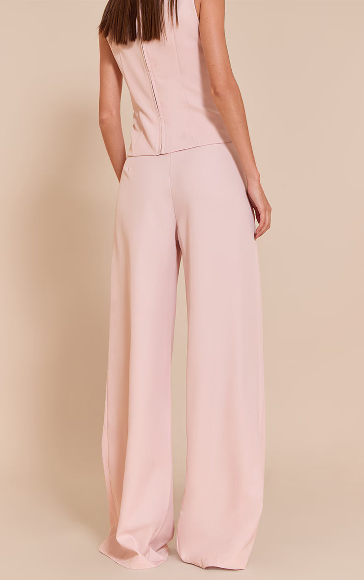 Pale Pink Tailored Woven Wide Leg Pants