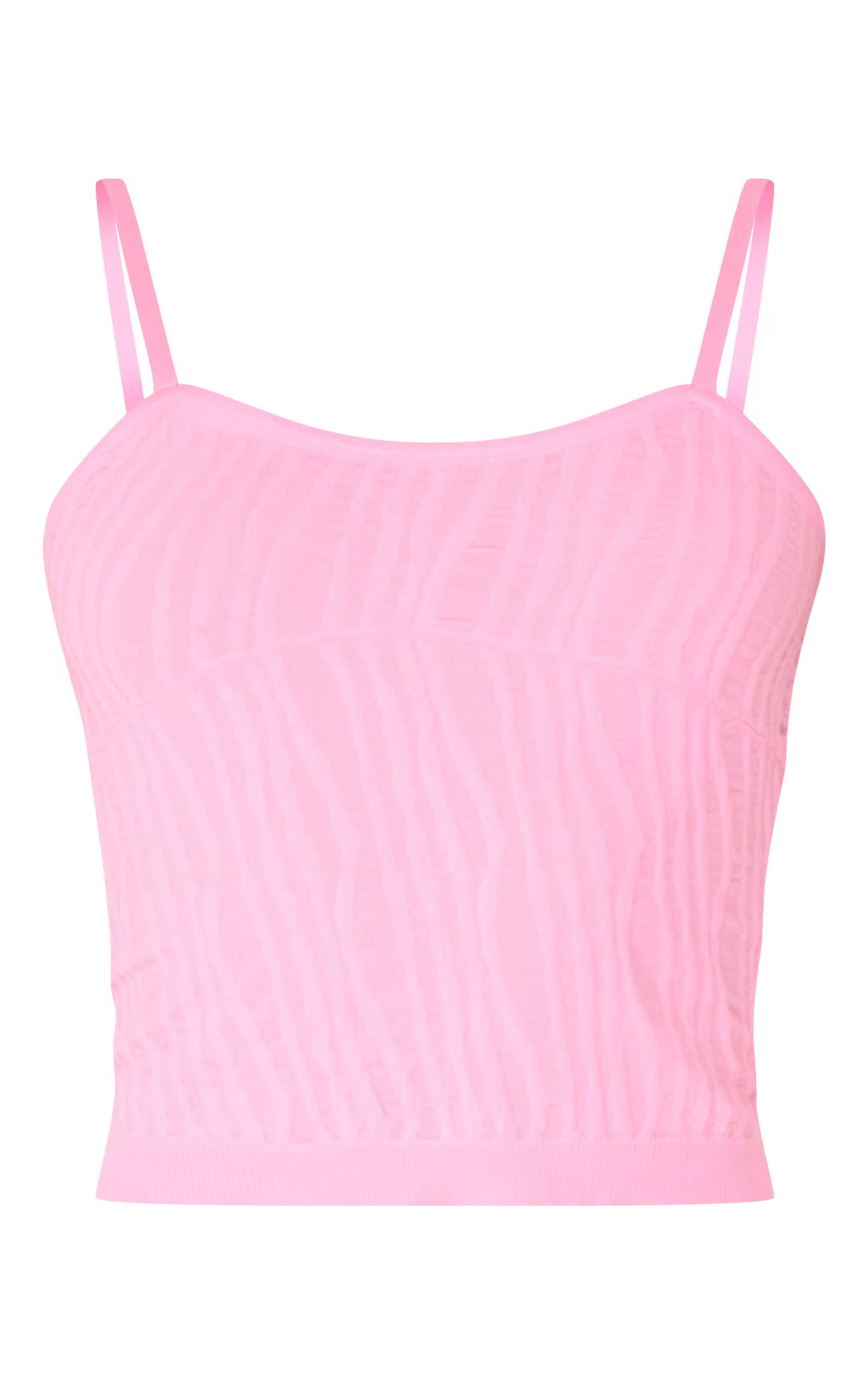 Baby Pink Textured Knit Strappy Top