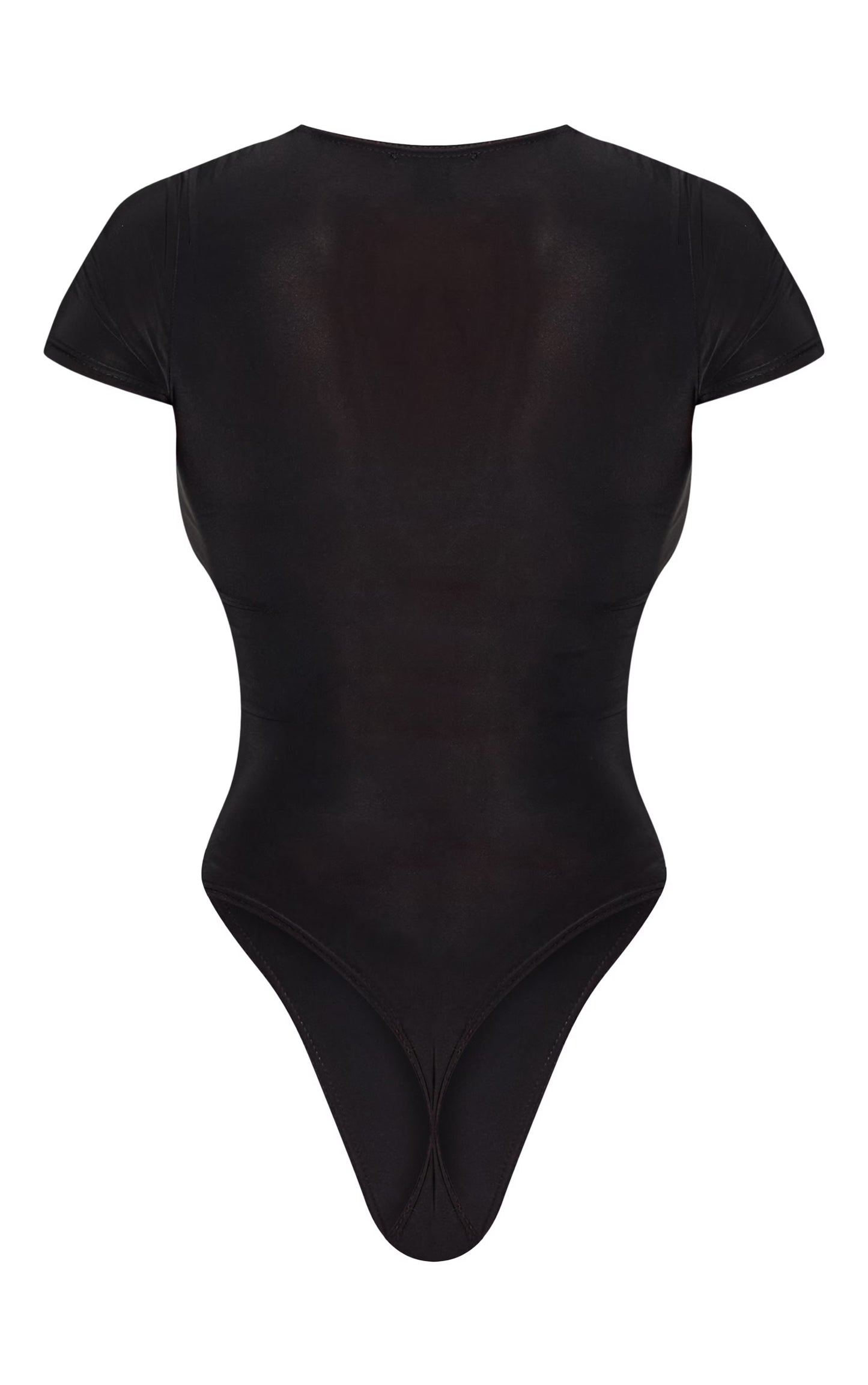 Black Basic Slinky Short Sleeve Bodysuit