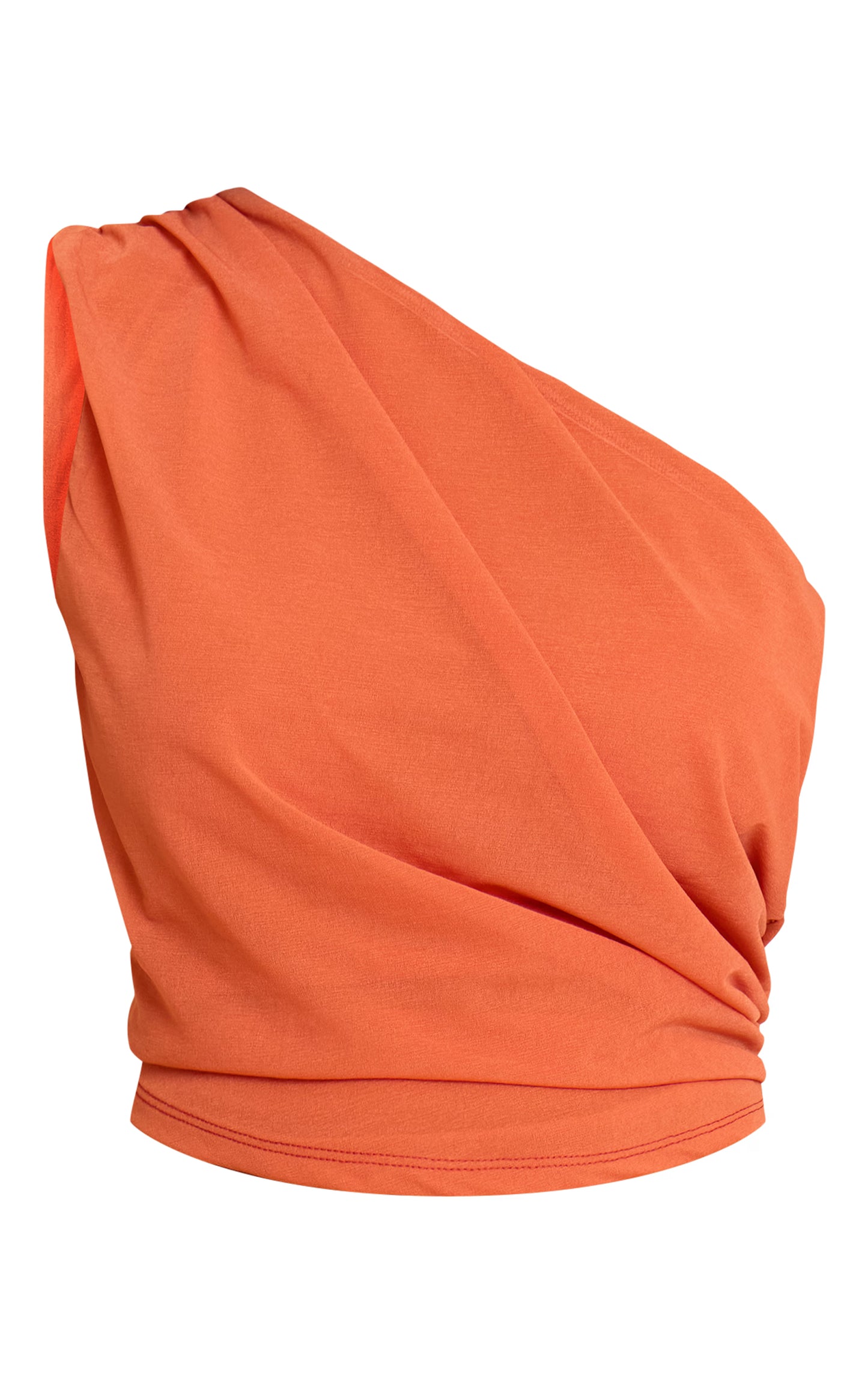 Petite Orange Ruched One Shoulder Top