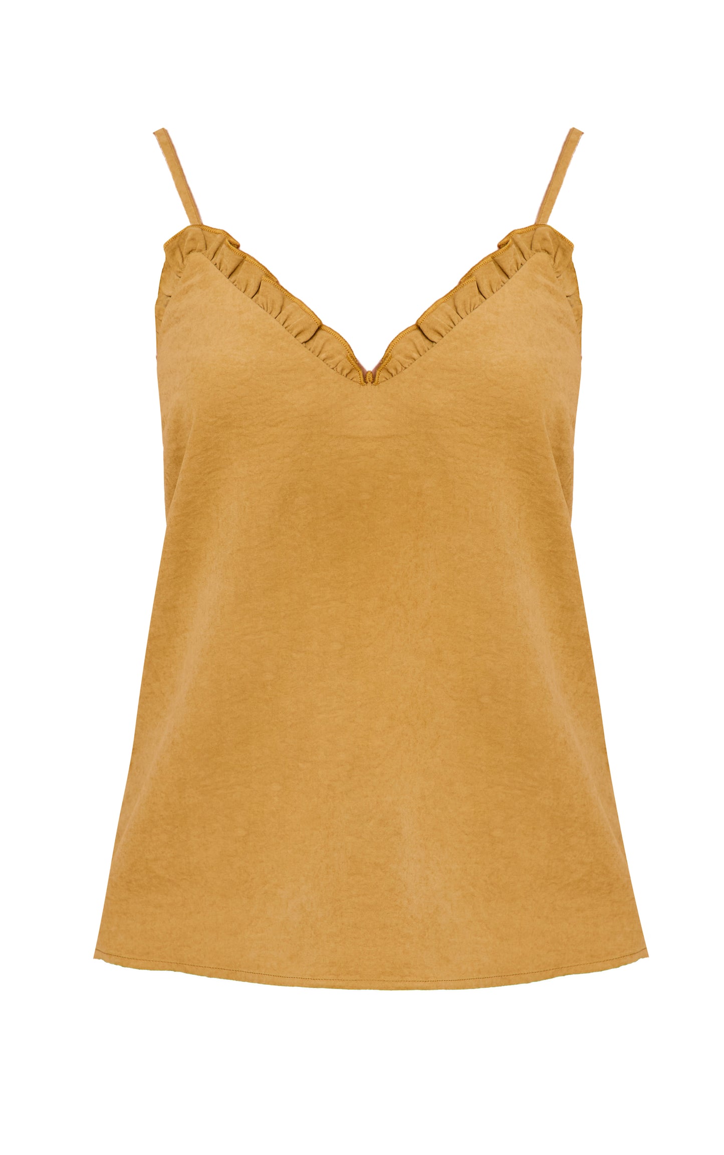 Deep Mustard Peach Skin Frill Detail Cami