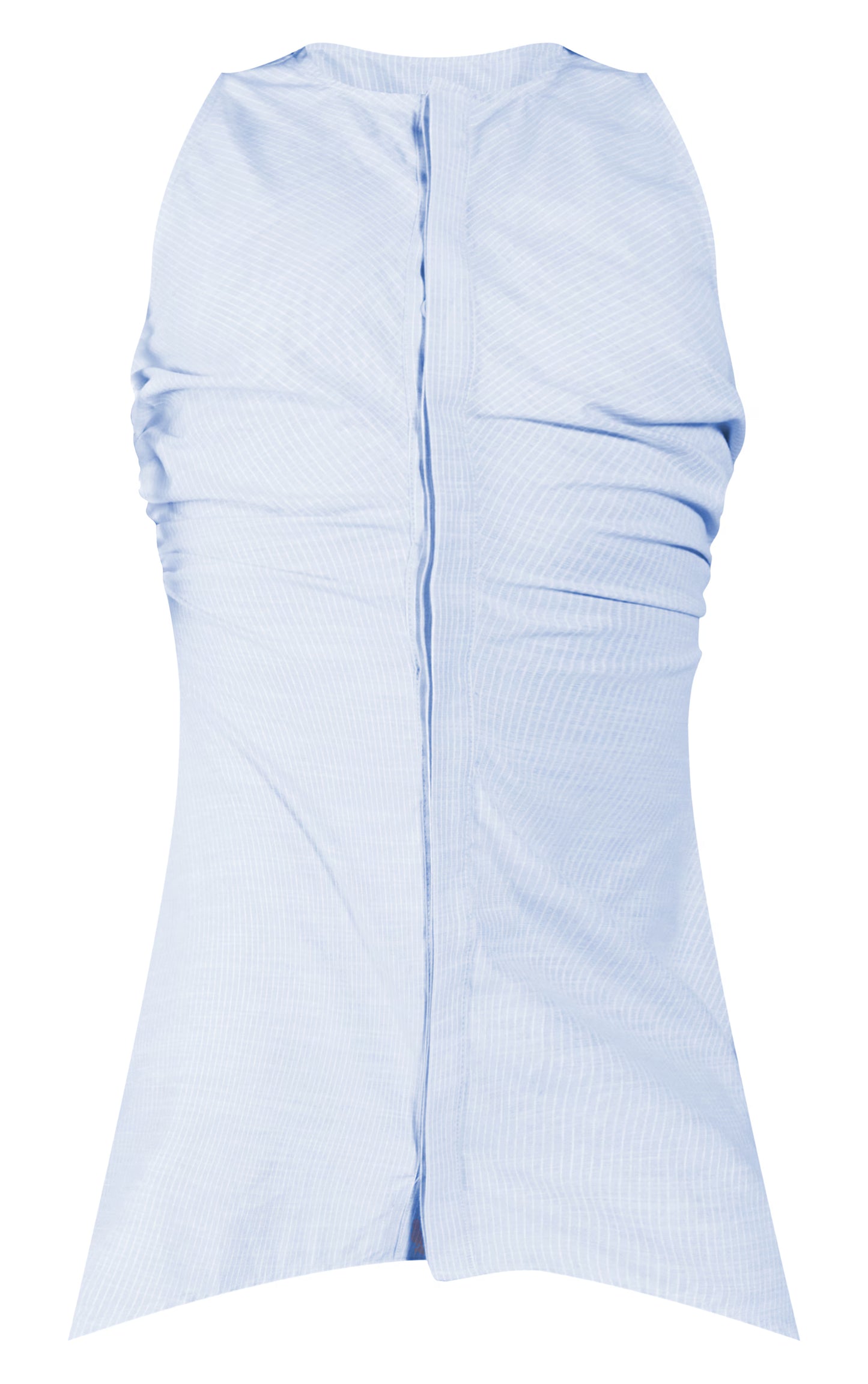 Sky Blue Striped Cotton Ruched Detail Bodycon Dress