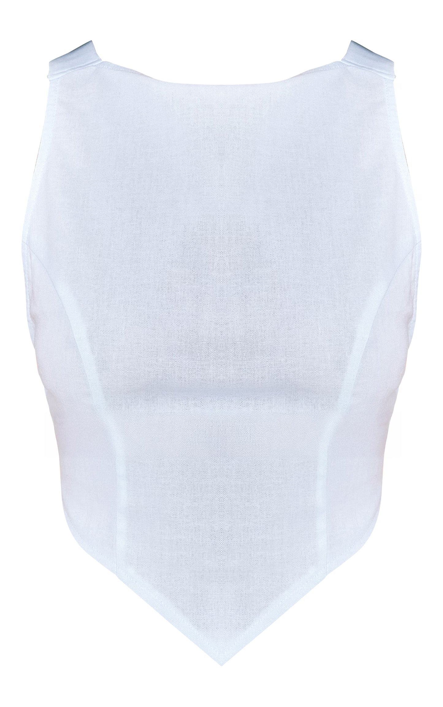 Baby Blue Linen Look Woven Open Back Top