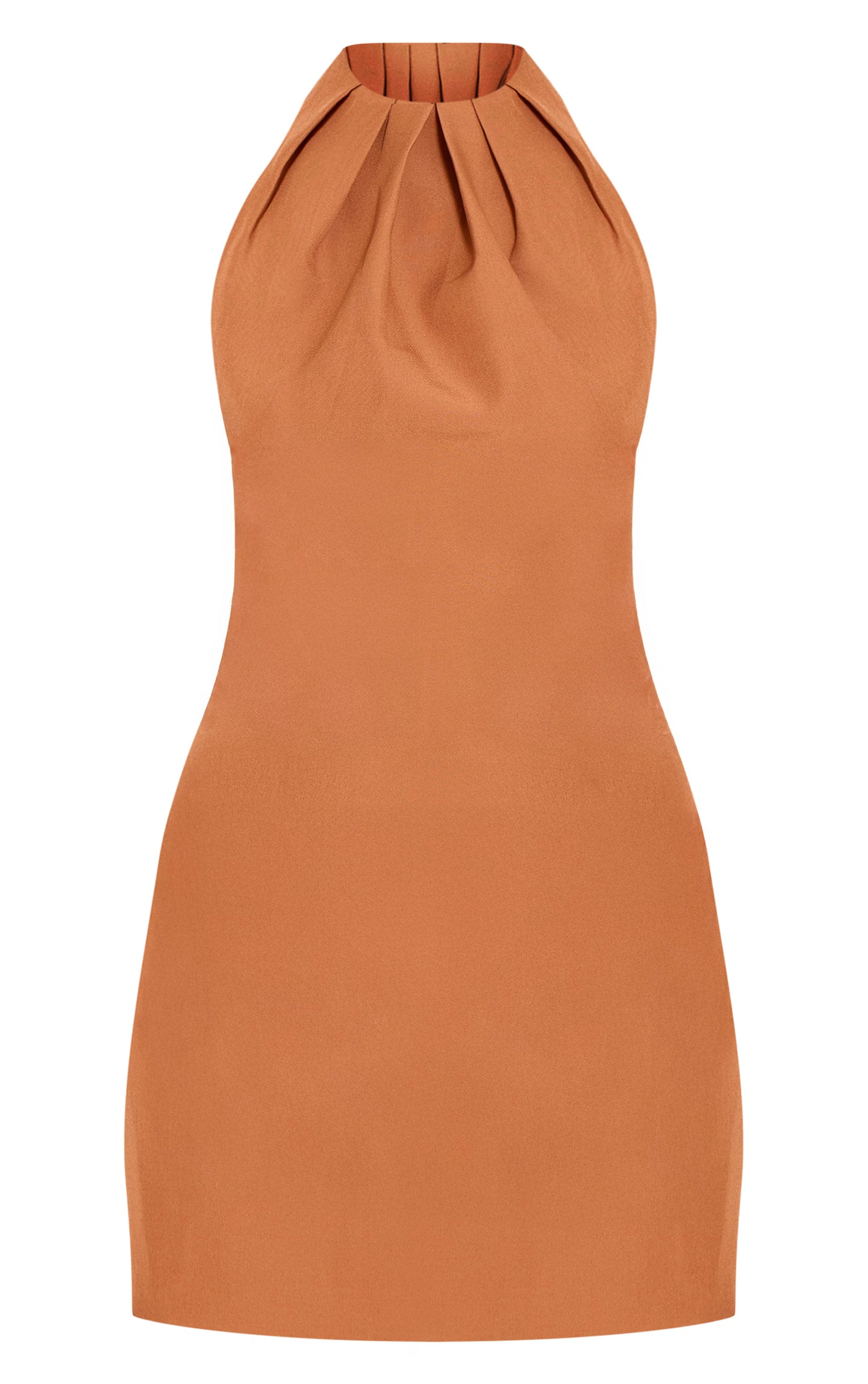 Rust Woven Halter Neck Mini Shift Dress