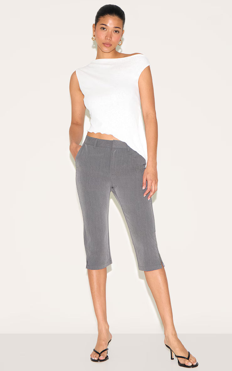 White Burnout Mesh Asymmetric Long Top