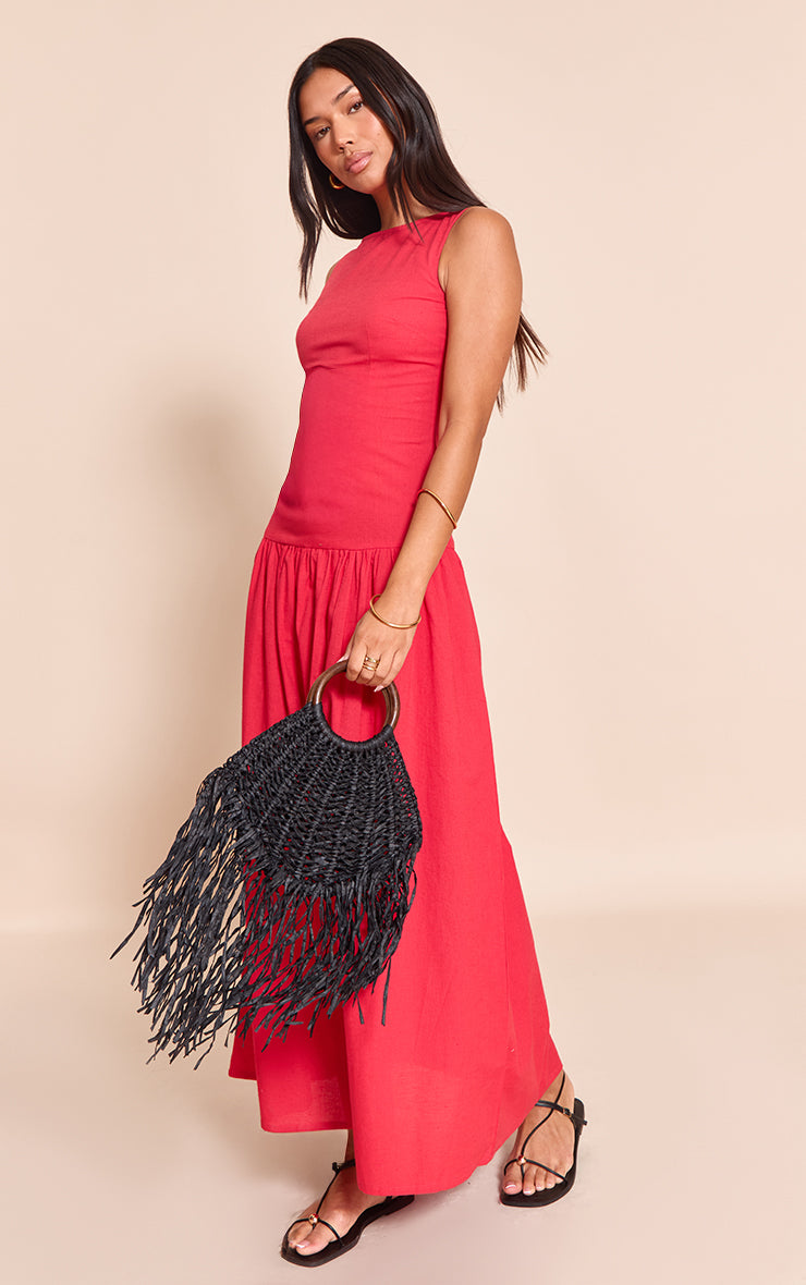 Red Drop Waist Maxi Dress