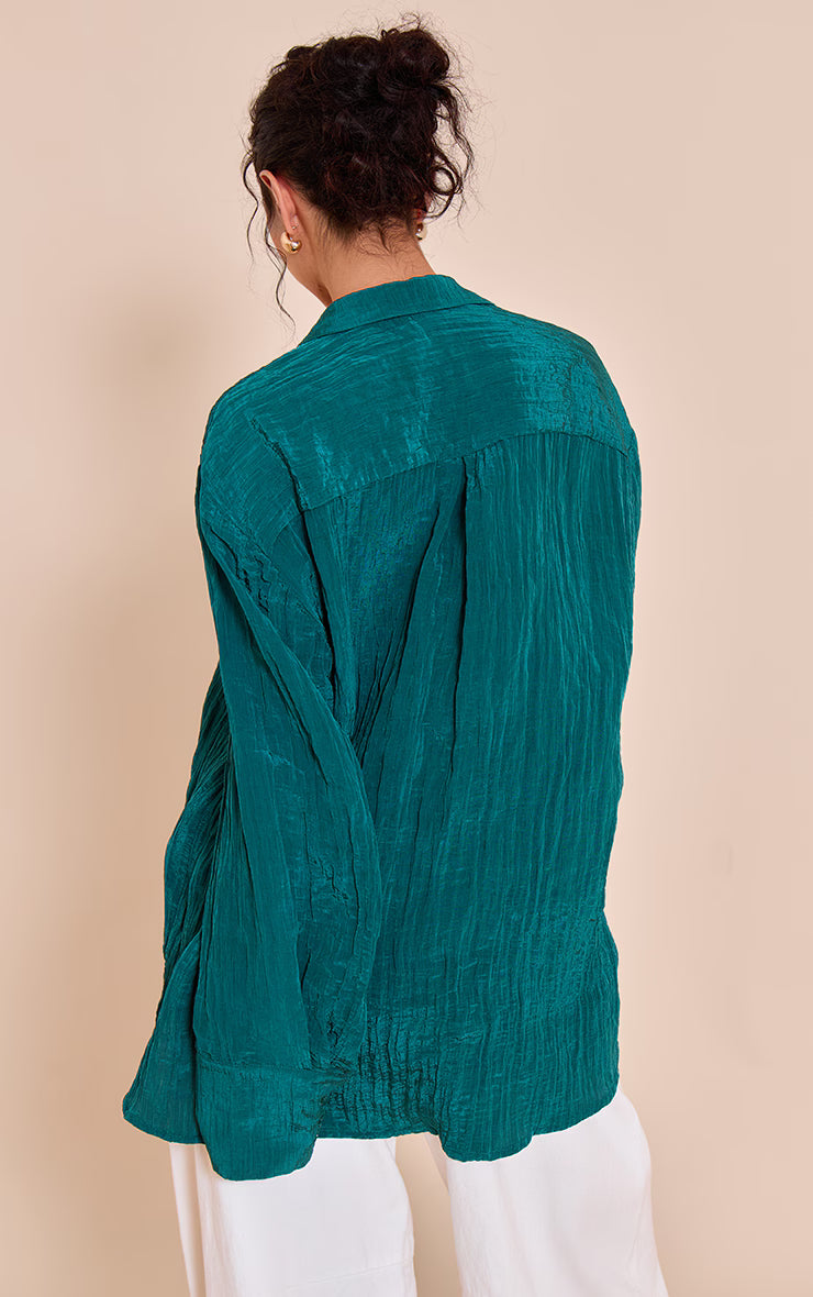 Teal Textured Oversized Shirt