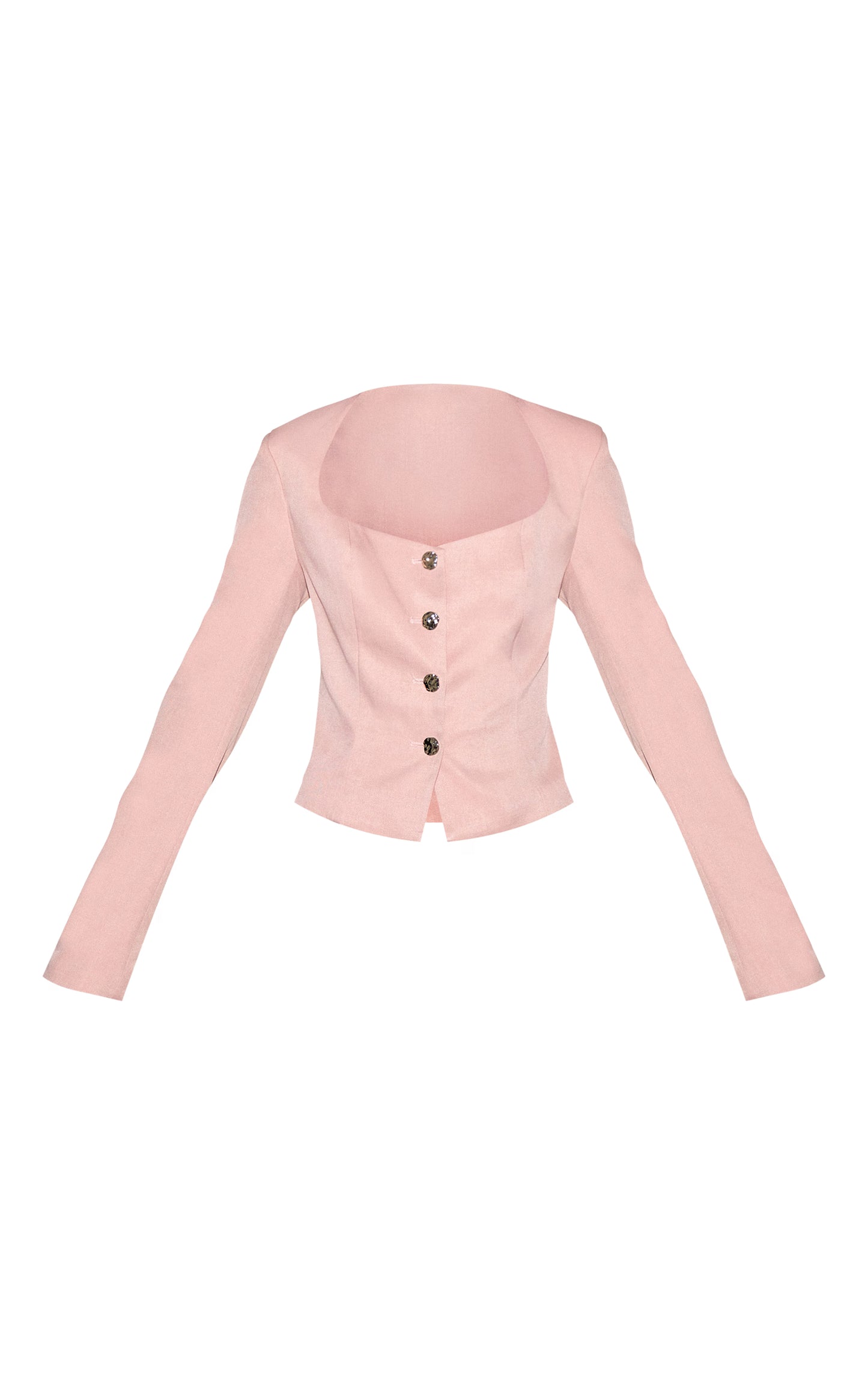 Baby Pink Trim Detail Squareneck Top