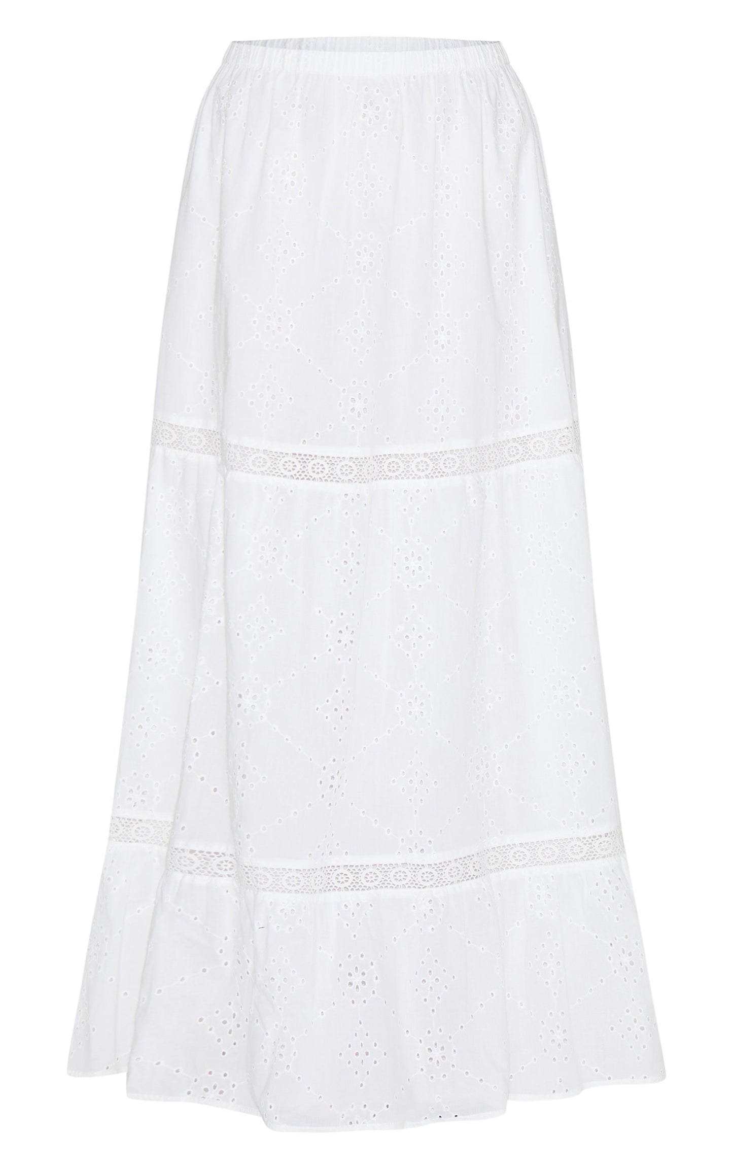 White Broderie Floaty Maxi Skirt