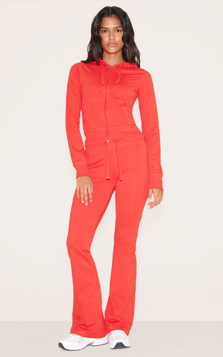 Red Zip Up Fitted Track Top