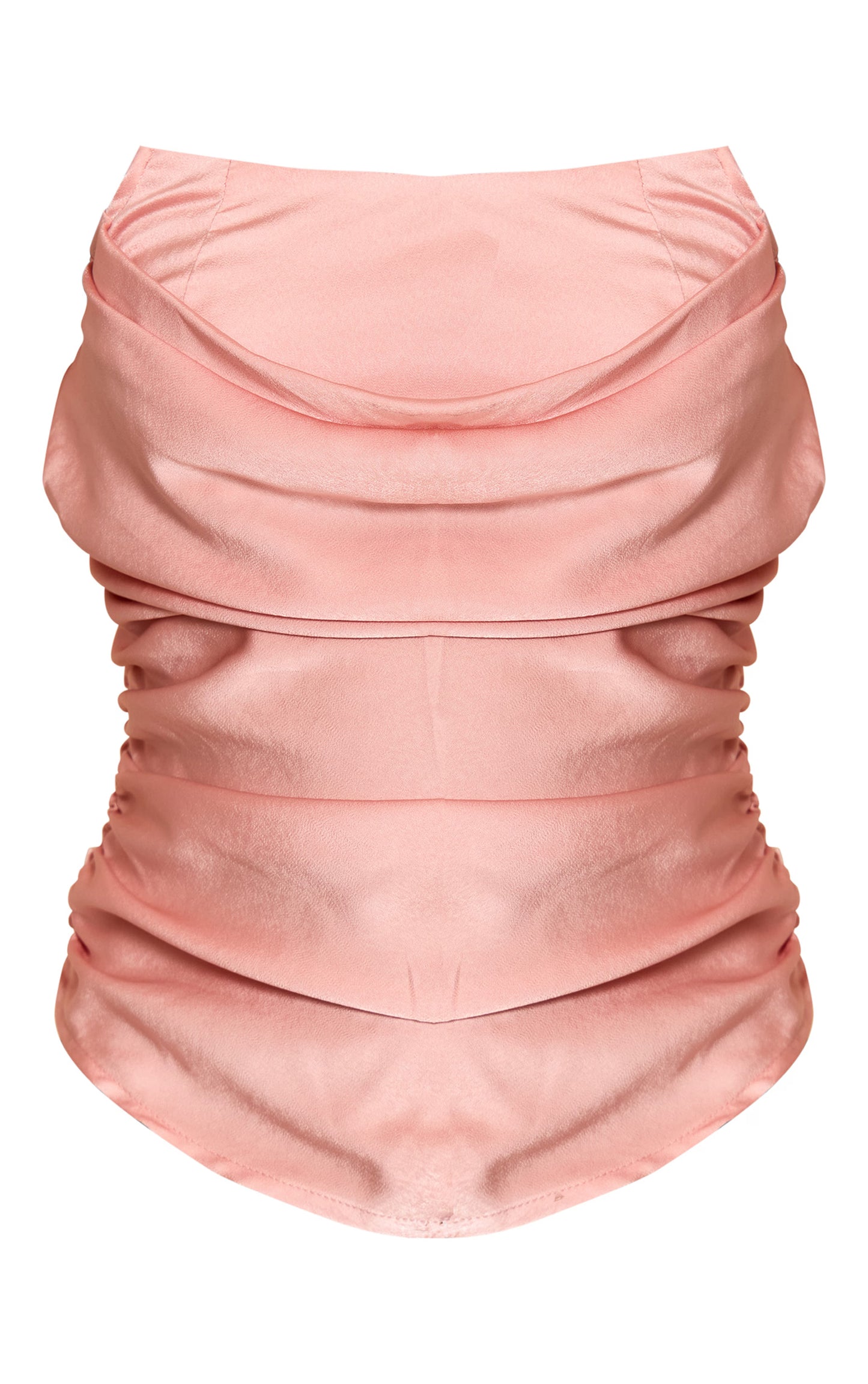 Pink Satin Ruched Corset