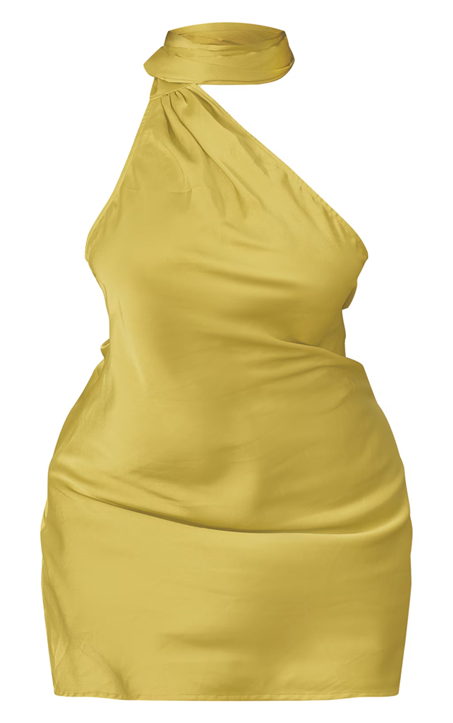 Plus Lime Satin Scarf Detail Bodycon Dress