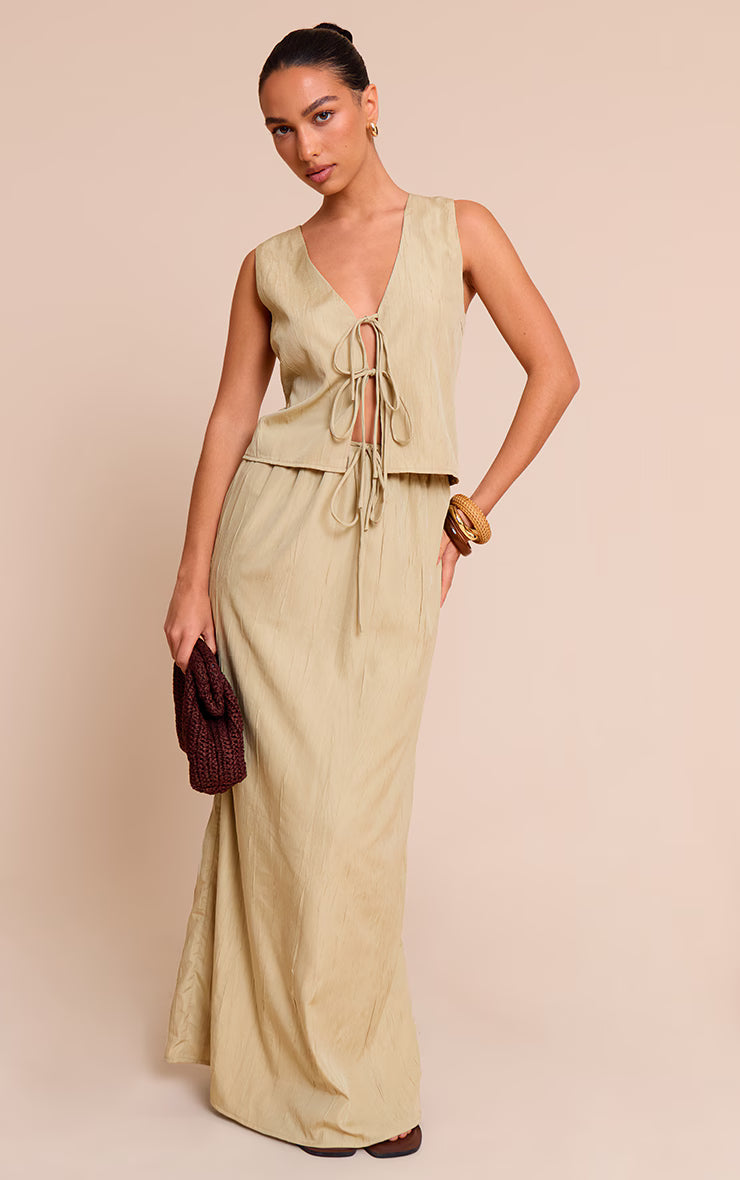Clay Textured Tie Detail Vest