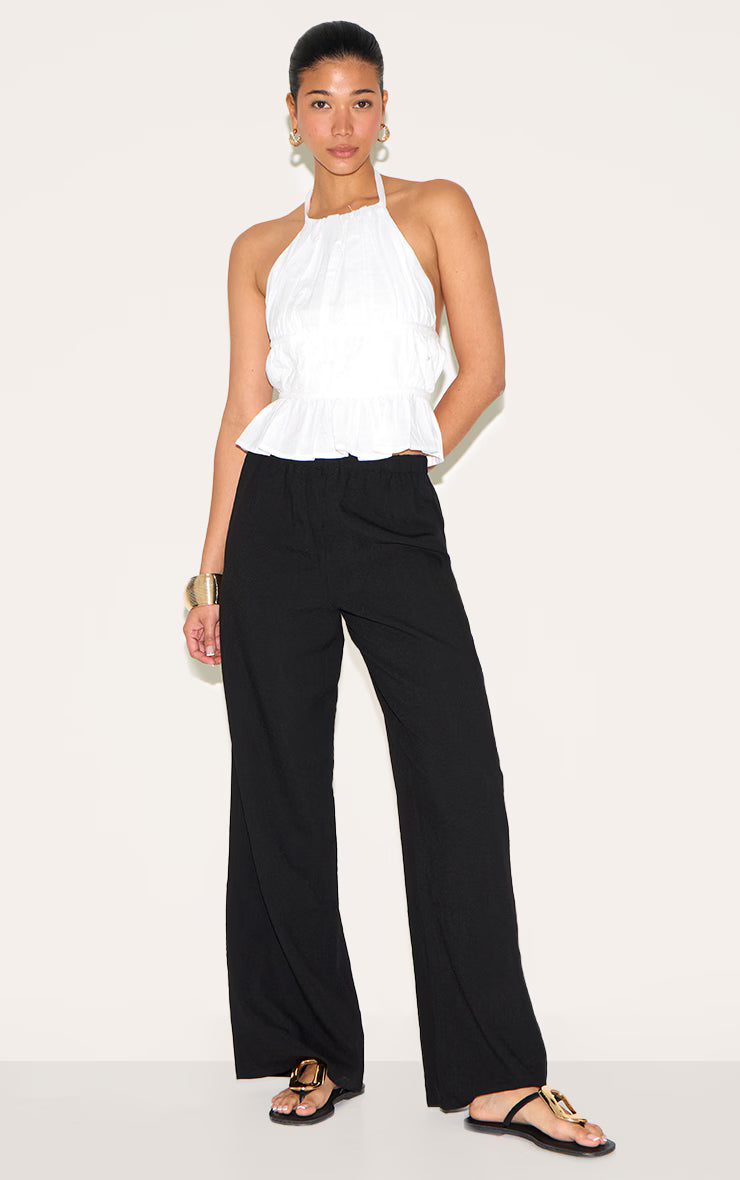 White Lightweight Woven Tiered Tie Back Long Top