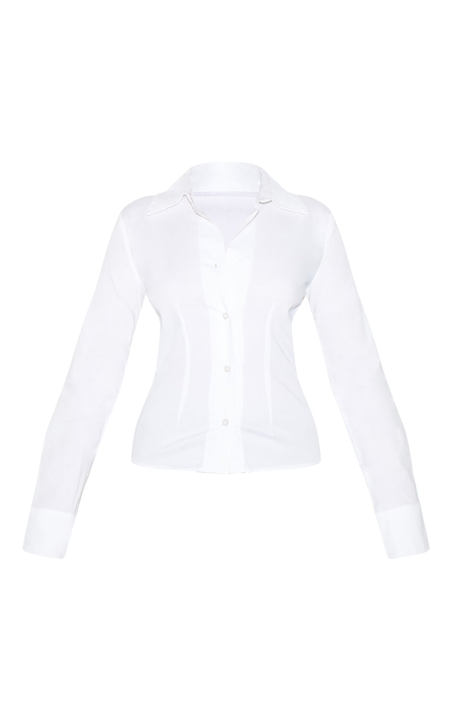 White Fitted Long Sleeve Shirt