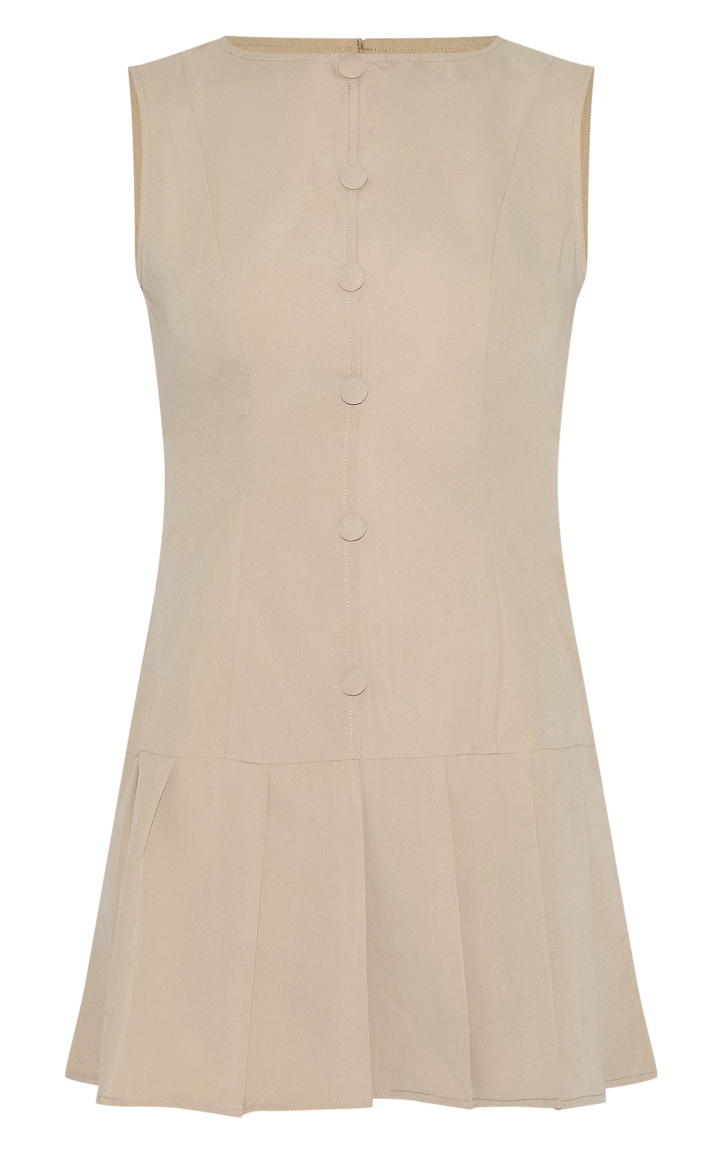 Clay Button Down Pleated Hem Shift Dress