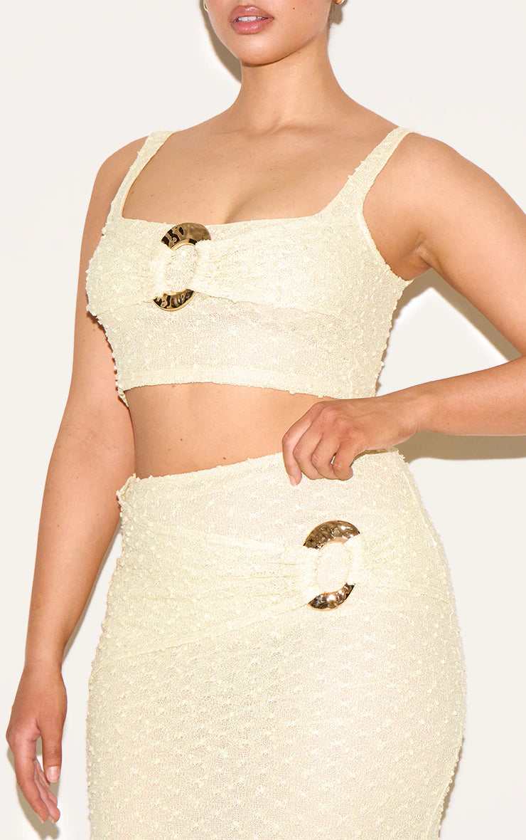 Shape Lemon Textured Gold Hammered Ring Cami Top