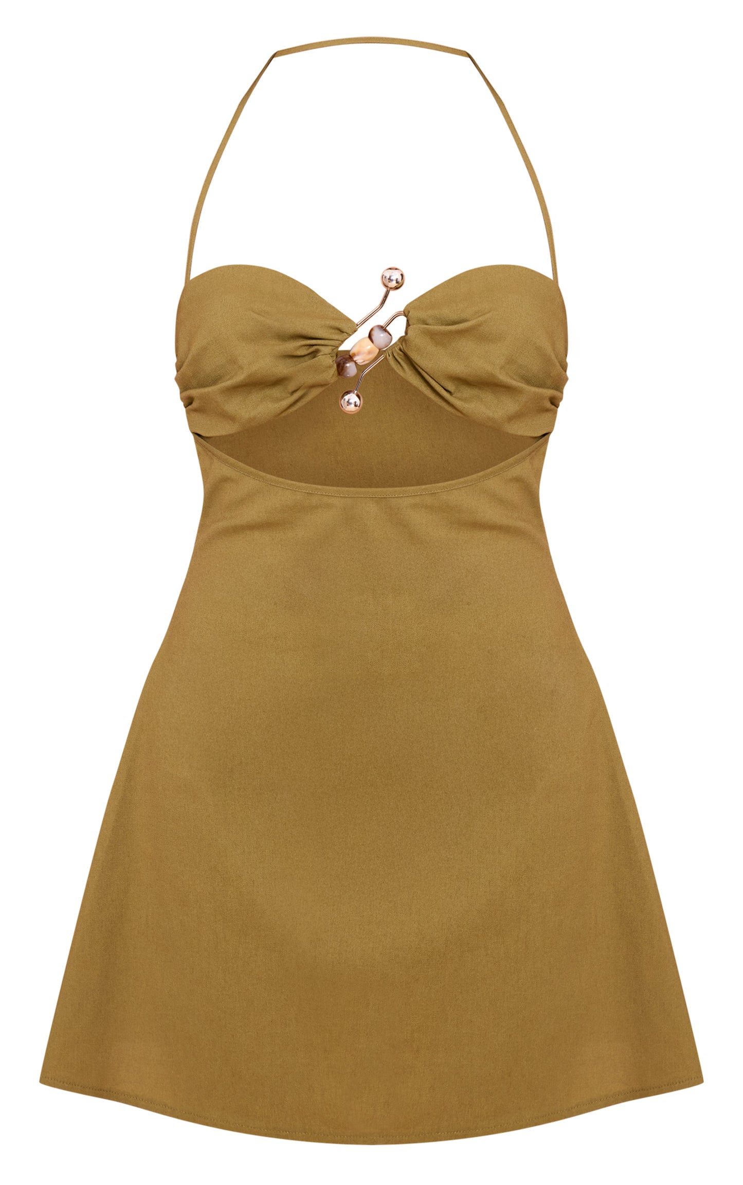 Khaki Trim Detail Shift Dress