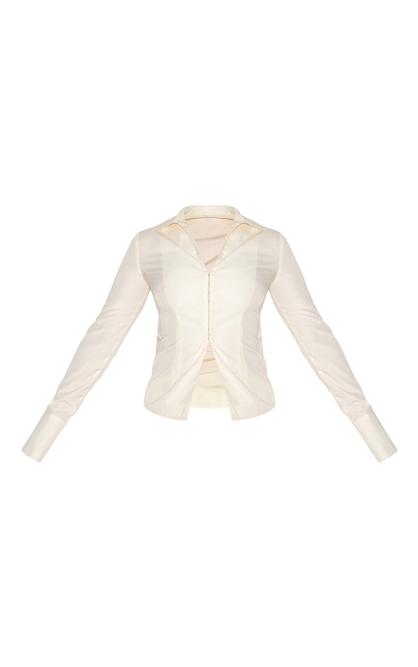 Shape Butter Cream Hook & Eye Split Front Cinched Shirt